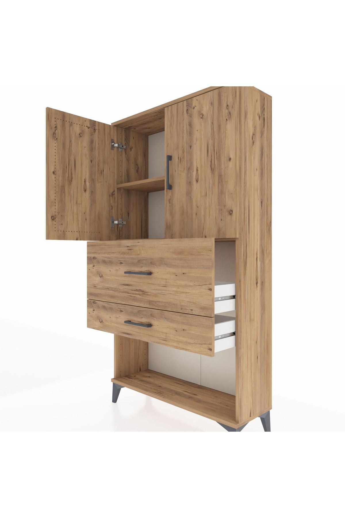 Arges Dolap 2 Raflı 2 Çekmeceli 2 Kapaklı 88x30x163 - S21M125V9A
