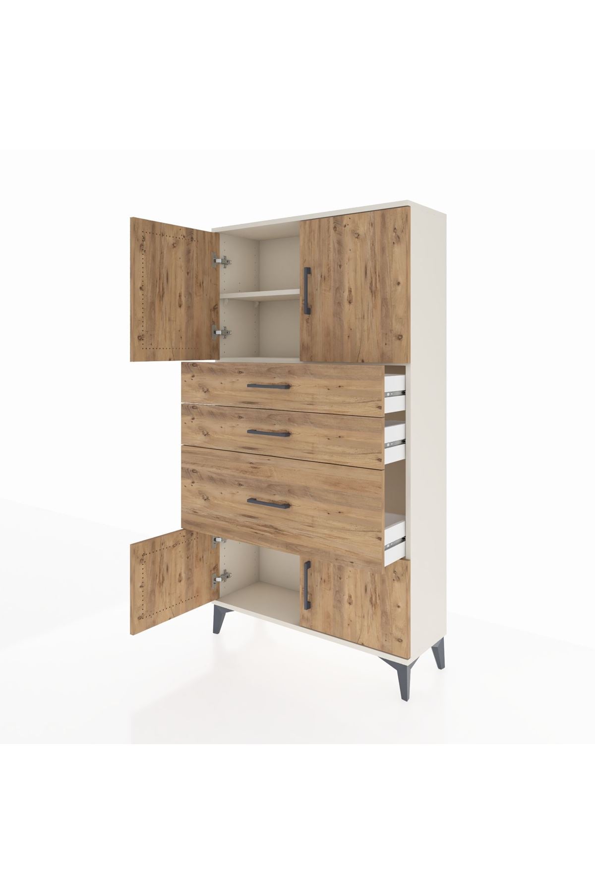 Arges Dolap 2 Raflı 3 Çekmeceli 4 Kapaklı 88x30x163 - S21M127V3A