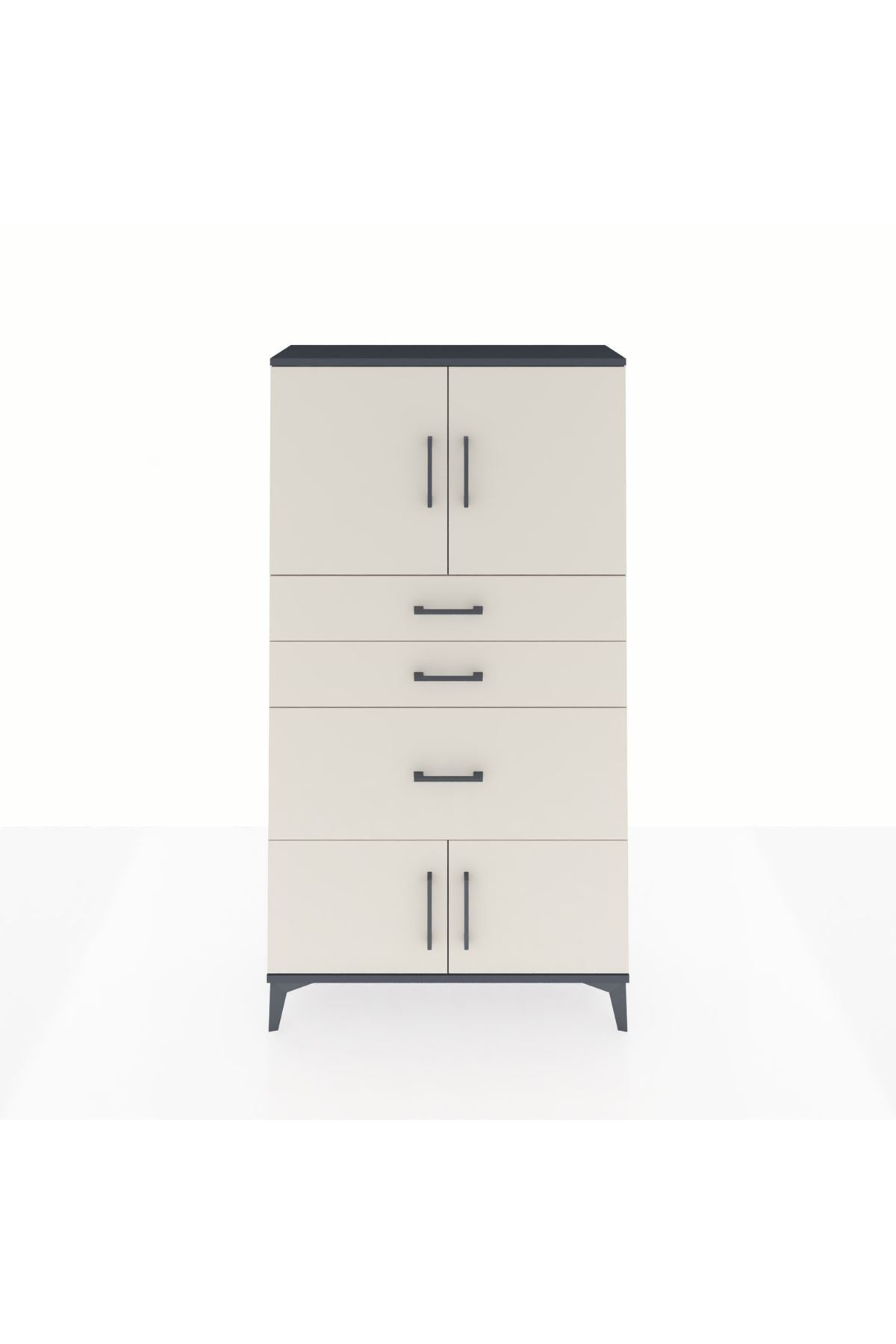 Arges Dolap 2 Raflı 3 Çekmeceli 4 Kapaklı 88x30x163 - S21M127V4A