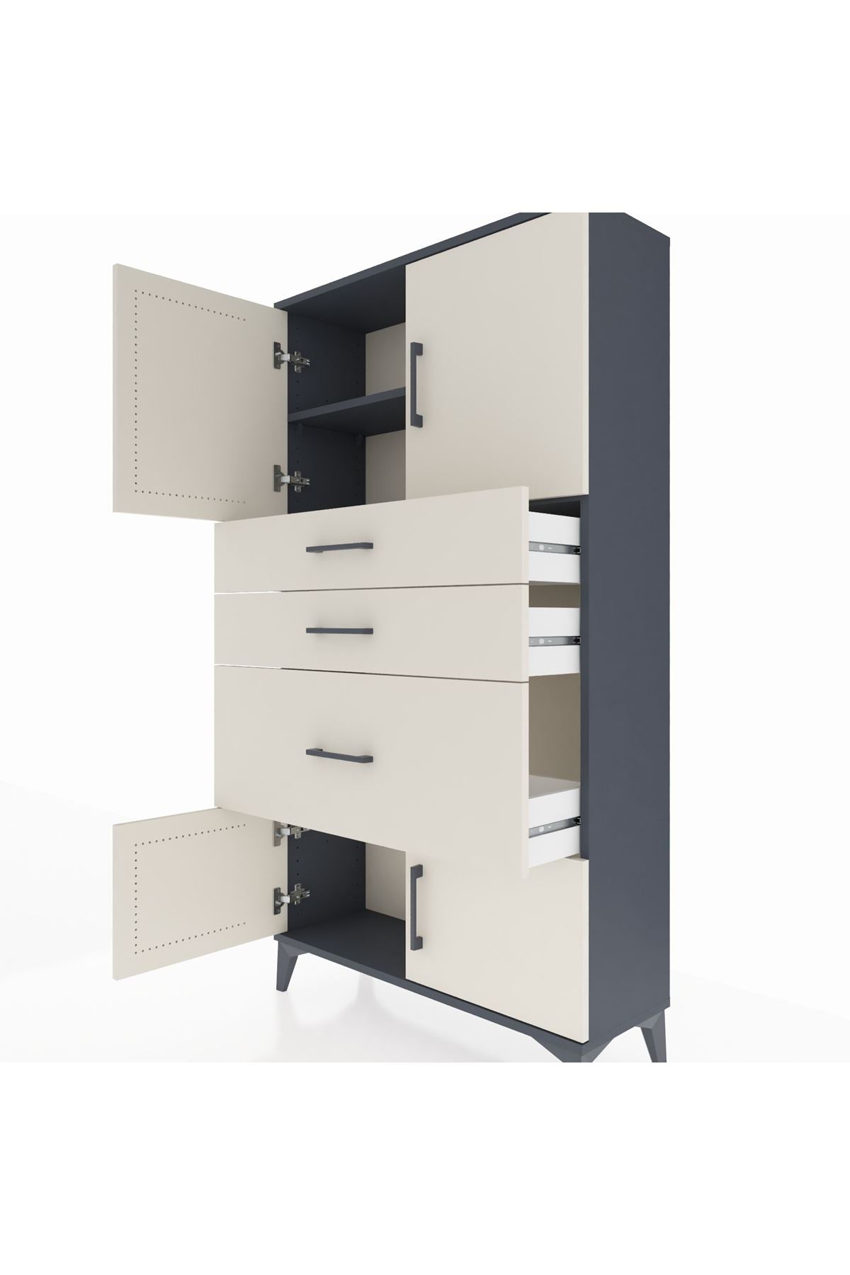 Arges Dolap 2 Raflı 3 Çekmeceli 4 Kapaklı 88x30x163 - S21M127V4A