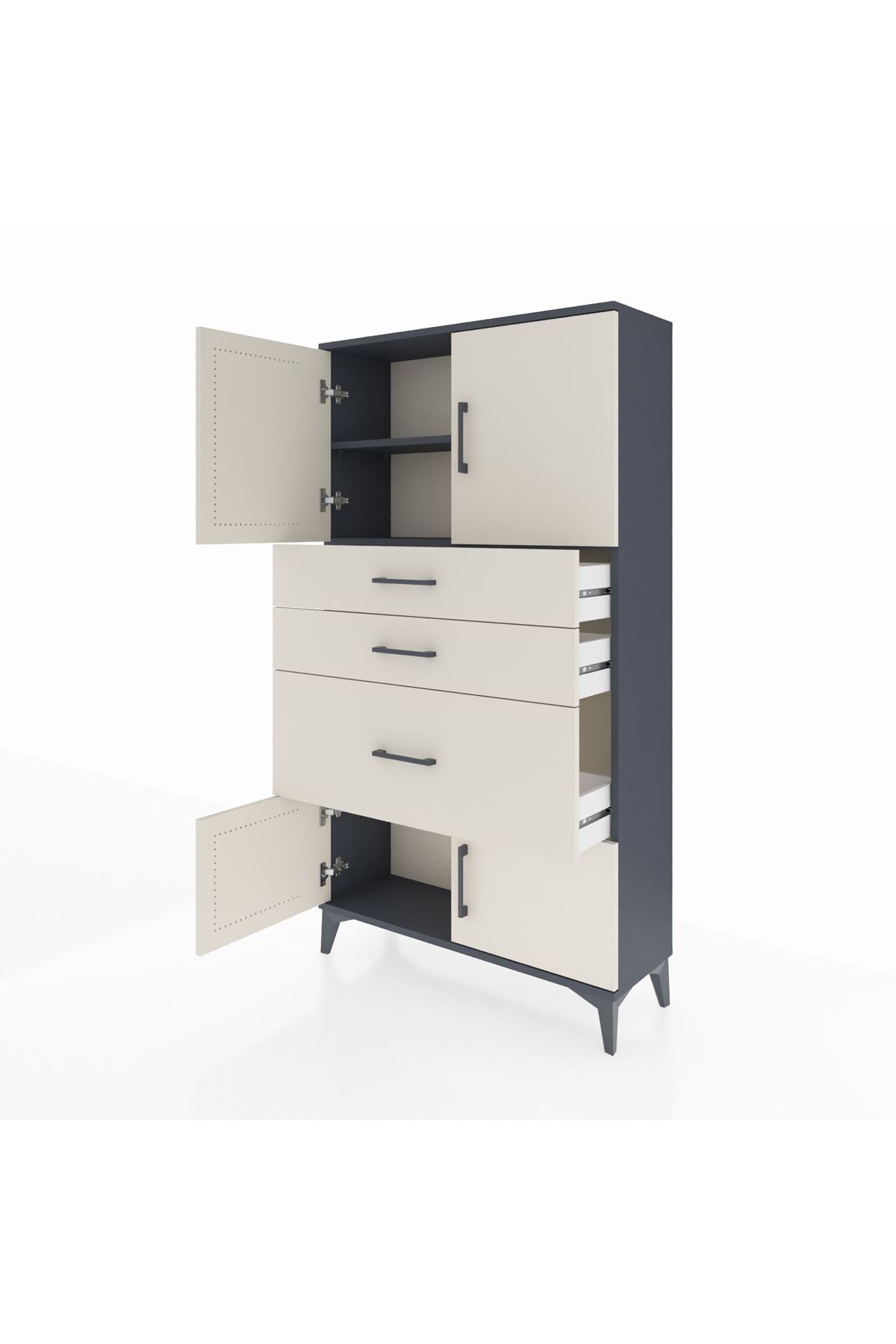 Arges Dolap 2 Raflı 3 Çekmeceli 4 Kapaklı 88x30x163 - S21M127V4A