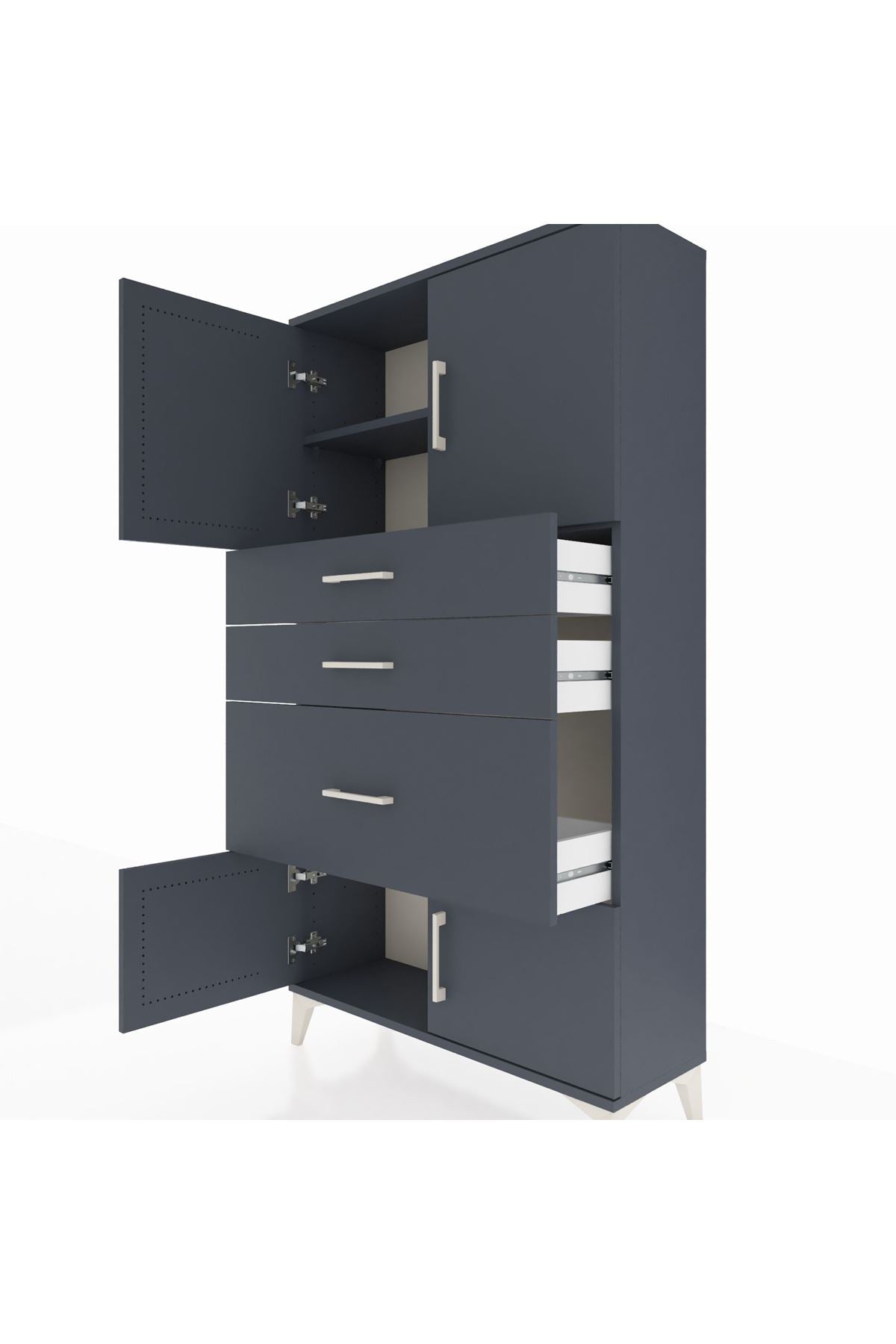 Arges Dolap 2 Raflı 3 Çekmeceli 4 Kapaklı 88x30x163 - S21M127V5A