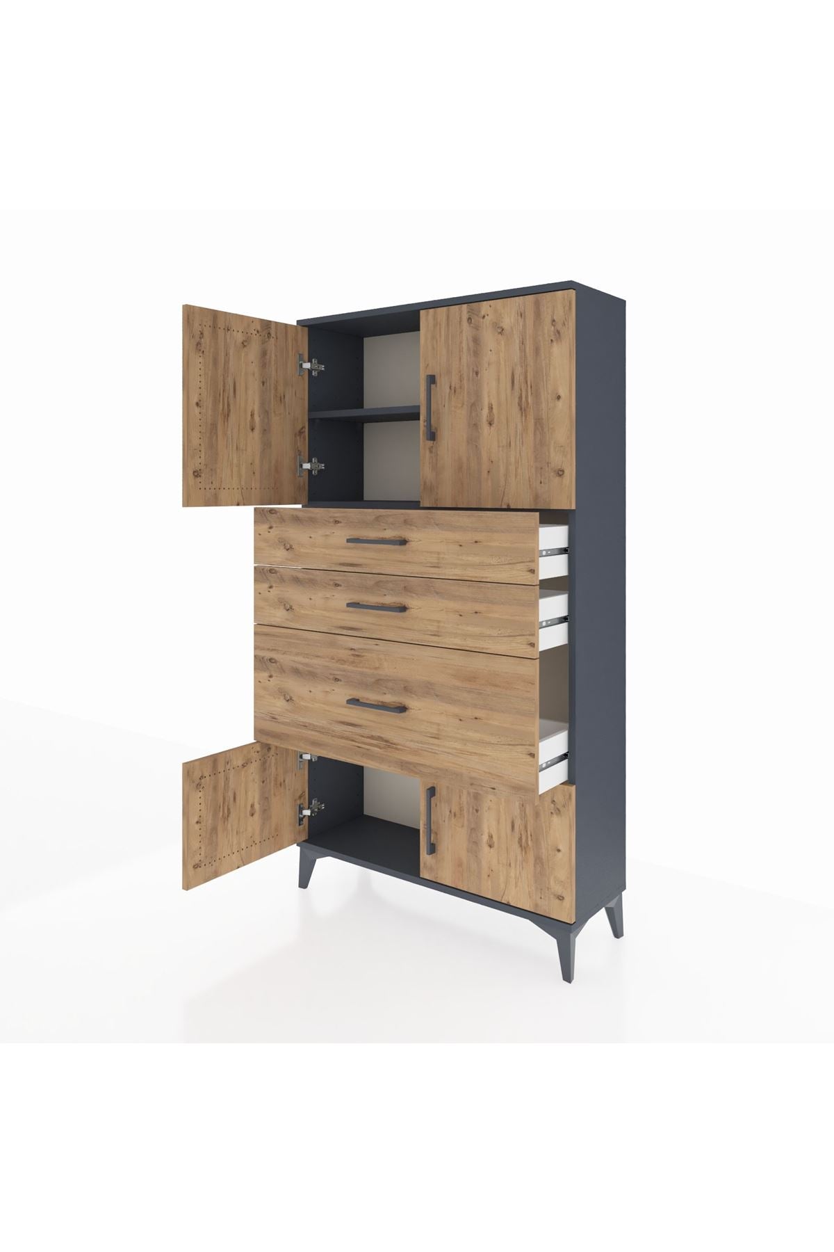 Arges Dolap 2 Raflı 3 Çekmeceli 4 Kapaklı 88x30x163 - S21M127V6A