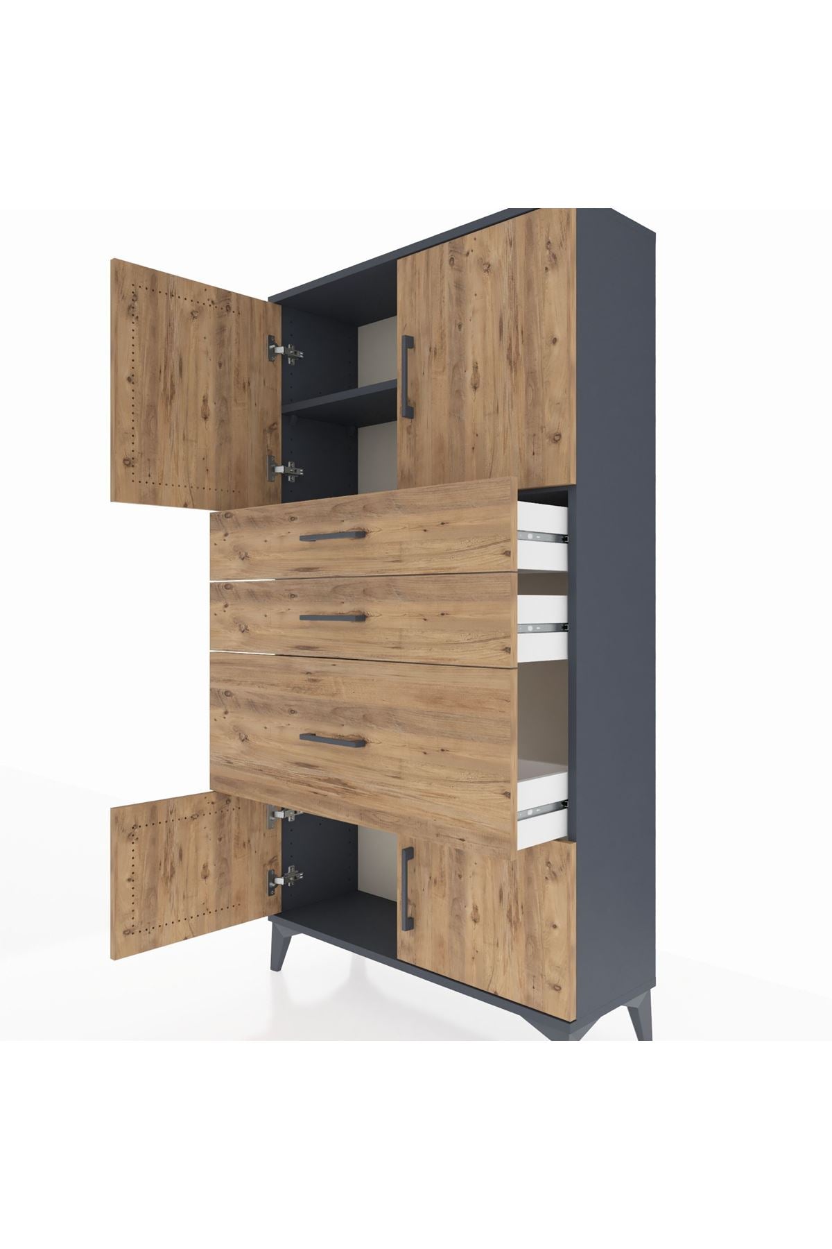 Arges Dolap 2 Raflı 3 Çekmeceli 4 Kapaklı 88x30x163 - S21M127V6A
