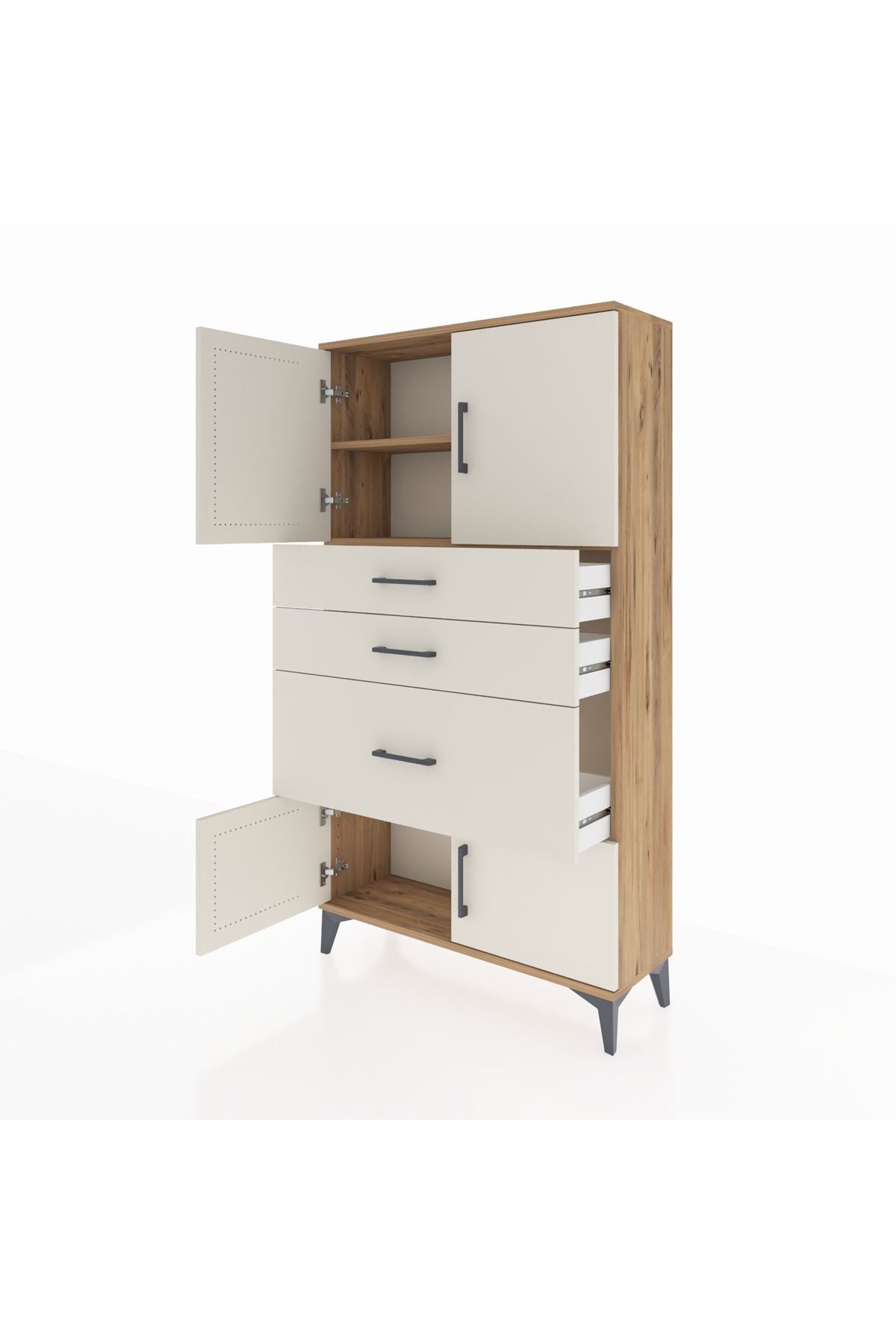Arges Dolap 2 Raflı 3 Çekmeceli 4 Kapaklı 88x30x163 - S21M127V7A