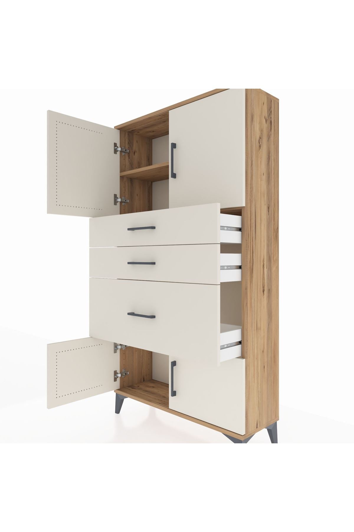 Arges Dolap 2 Raflı 3 Çekmeceli 4 Kapaklı 88x30x163 - S21M127V7A