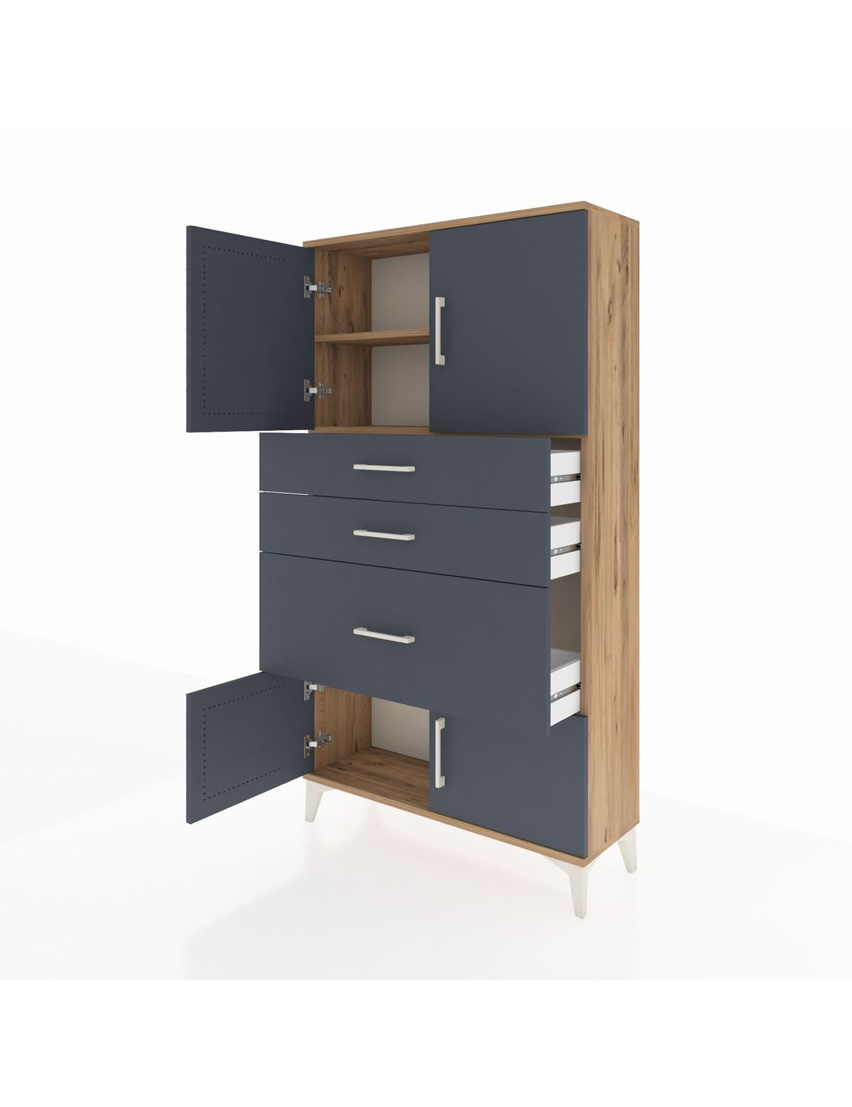 Arges Dolap 2 Raflı 3 Çekmeceli 4 Kapaklı 88x30x163 - S21M127V8A