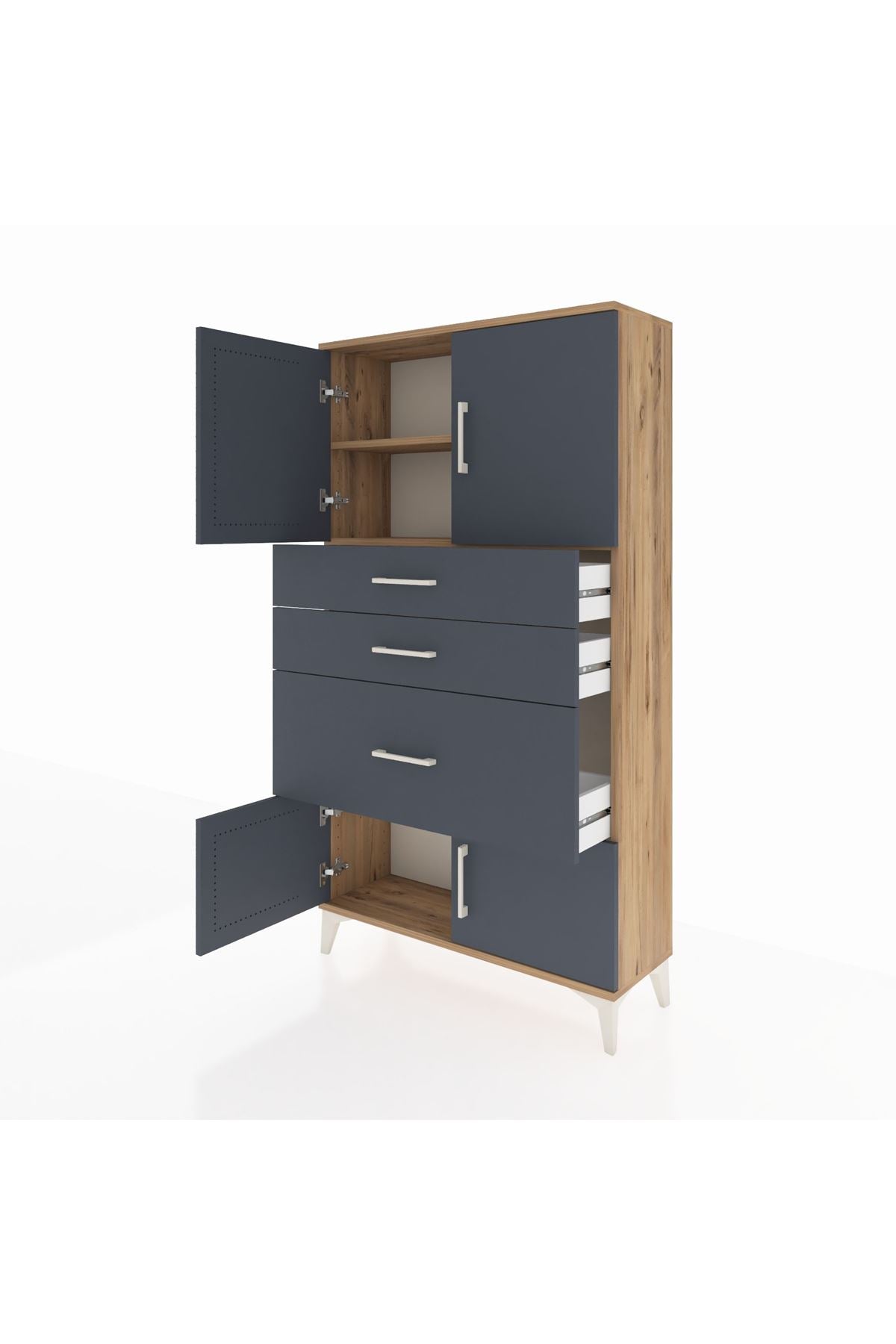Arges Dolap 2 Raflı 3 Çekmeceli 4 Kapaklı 88x30x163 - S21M127V8A