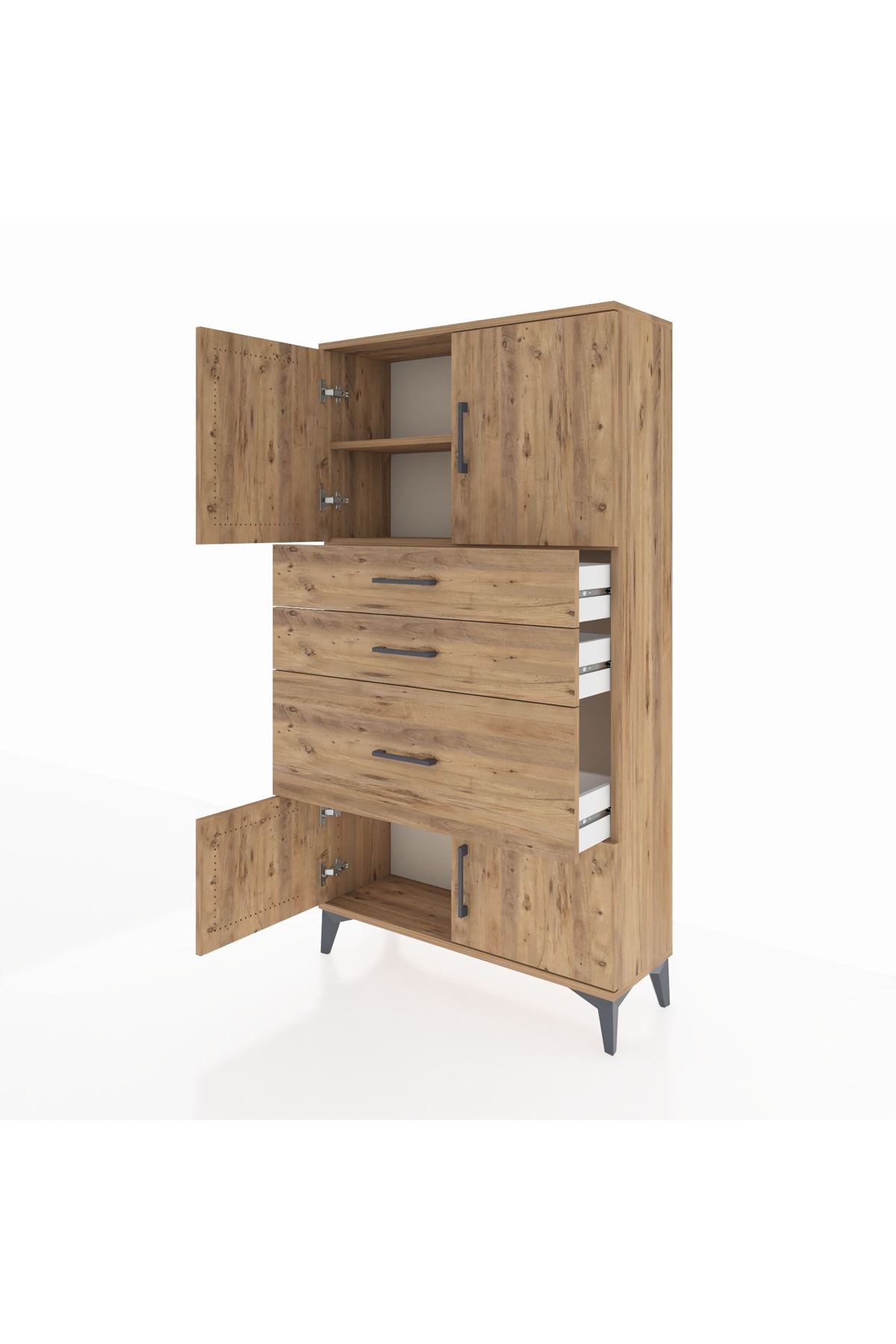 Arges Dolap 2 Raflı 3 Çekmeceli 4 Kapaklı 88x30x163 - S21M127V9A