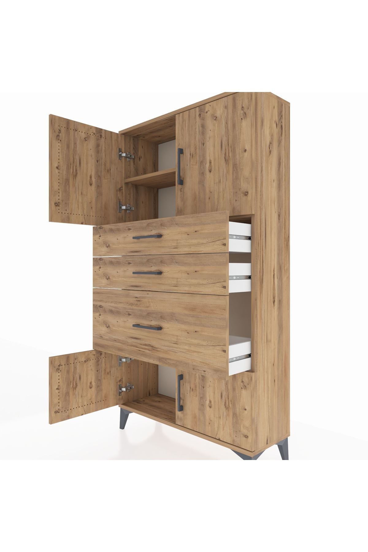 Arges Dolap 2 Raflı 3 Çekmeceli 4 Kapaklı 88x30x163 - S21M127V9A