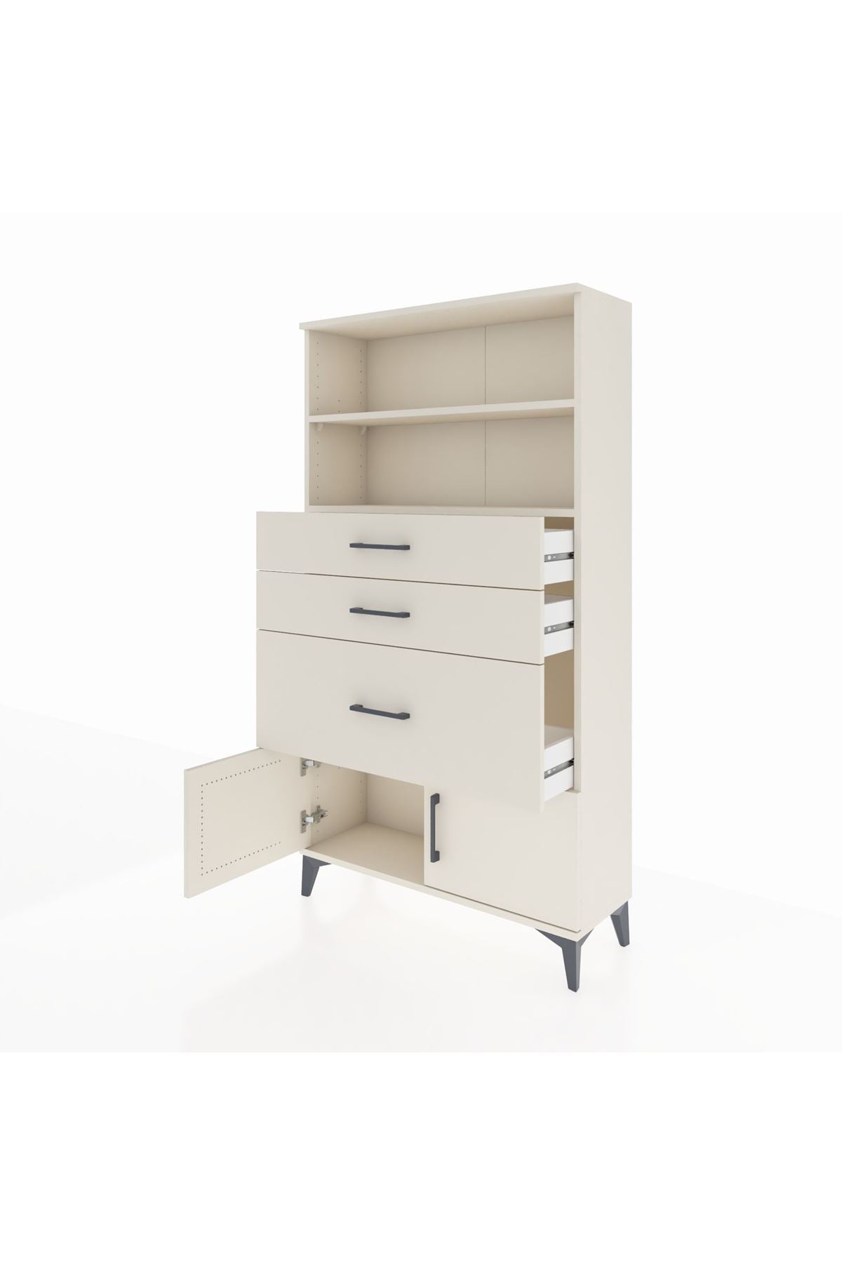 Arges Dolap 2 Raflı 3 Çekmeceli 2 Kapaklı 88x30x163 - S21M128V1A