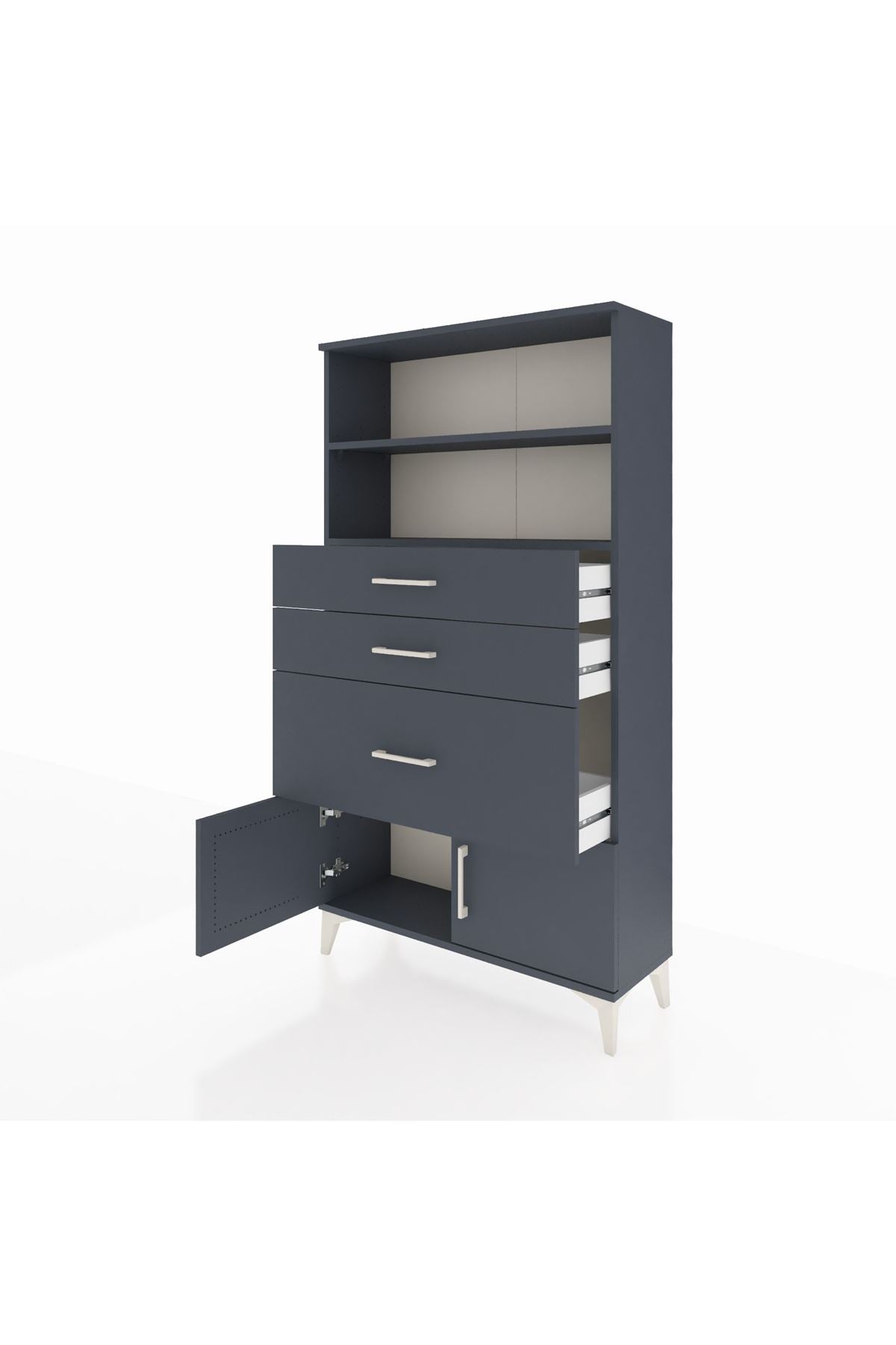 Arges Dolap 2 Raflı 3 Çekmeceli 2 Kapaklı 88x30x163 - S21M128V5A