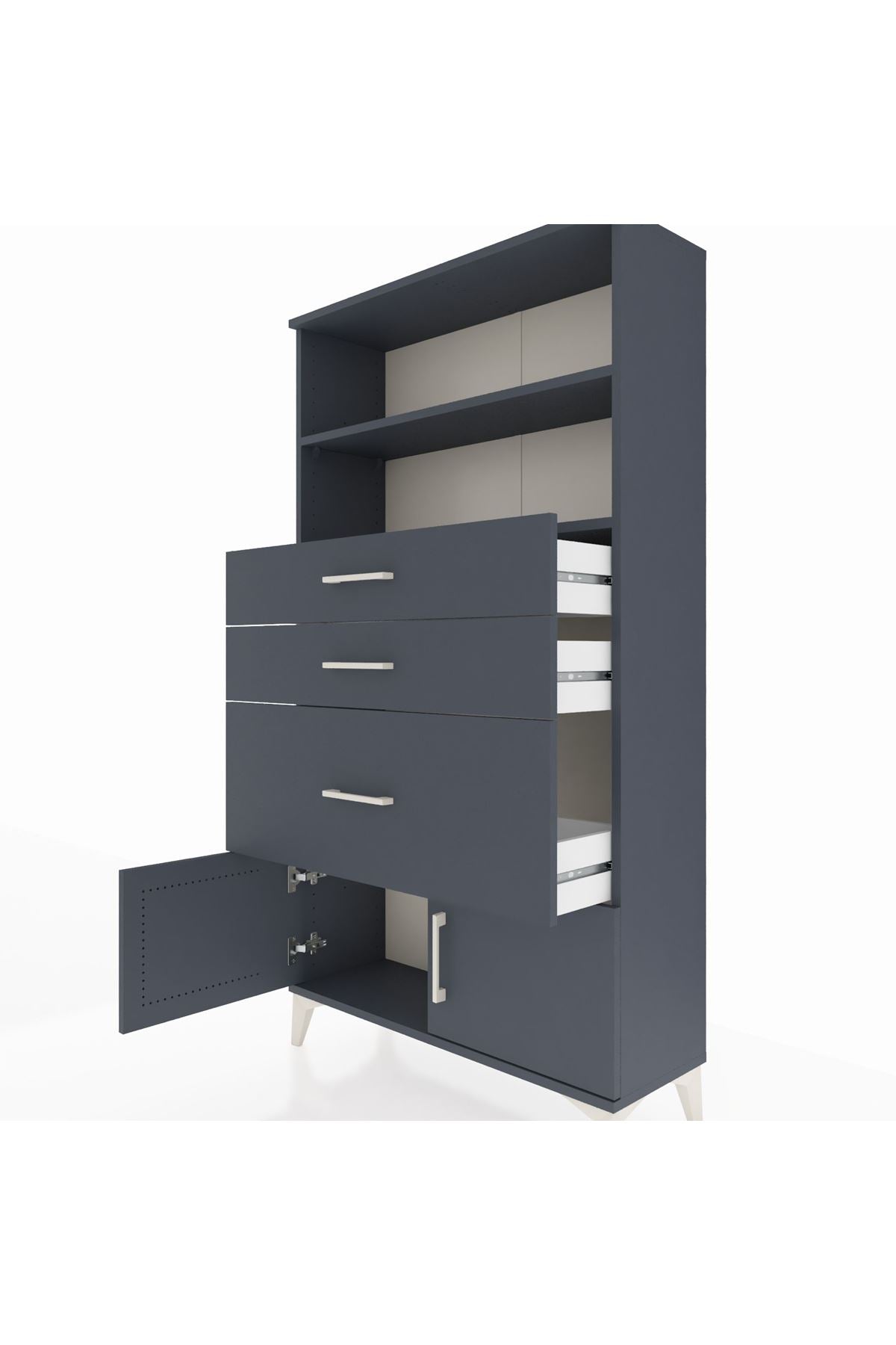 Arges Dolap 2 Raflı 3 Çekmeceli 2 Kapaklı 88x30x163 - S21M128V5A
