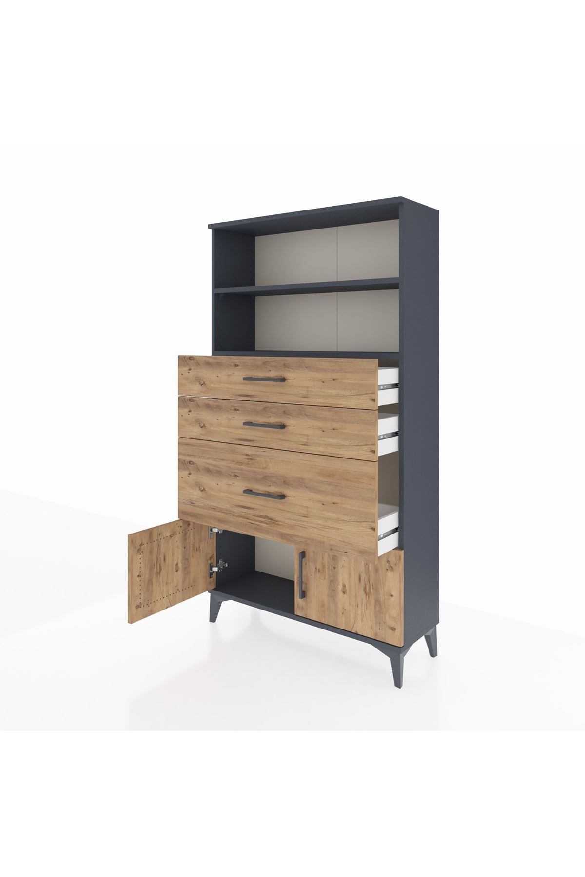 Arges Dolap 2 Raflı 3 Çekmeceli 2 Kapaklı 88x30x163 - S21M128V6A
