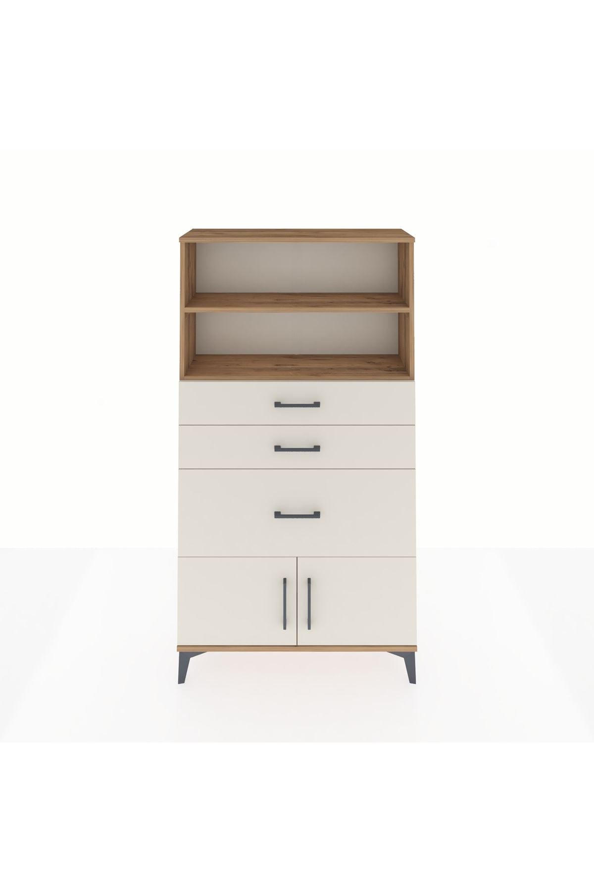 Arges Dolap 2 Raflı 3 Çekmeceli 2 Kapaklı 88x30x163 - S21M128V7A