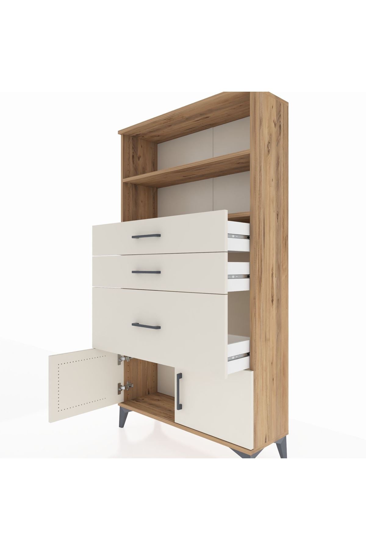 Arges Dolap 2 Raflı 3 Çekmeceli 2 Kapaklı 88x30x163 - S21M128V7A