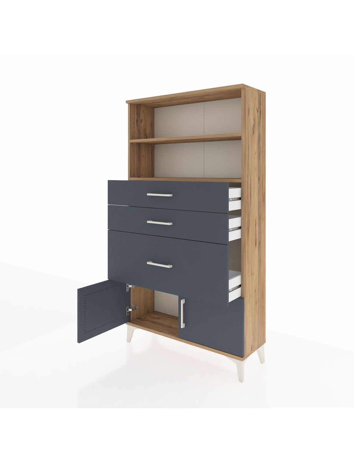 Arges Dolap 2 Raflı 3 Çekmeceli 2 Kapaklı 88x30x163 - S21M128V8A