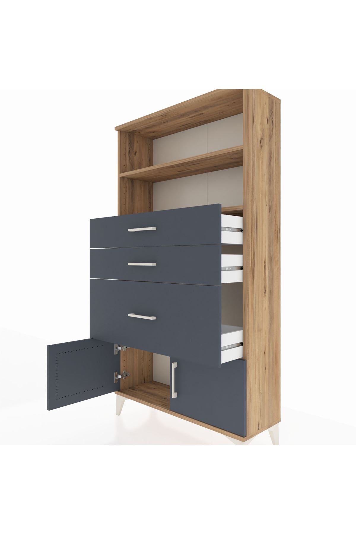 Arges Dolap 2 Raflı 3 Çekmeceli 2 Kapaklı 88x30x163 - S21M128V8A