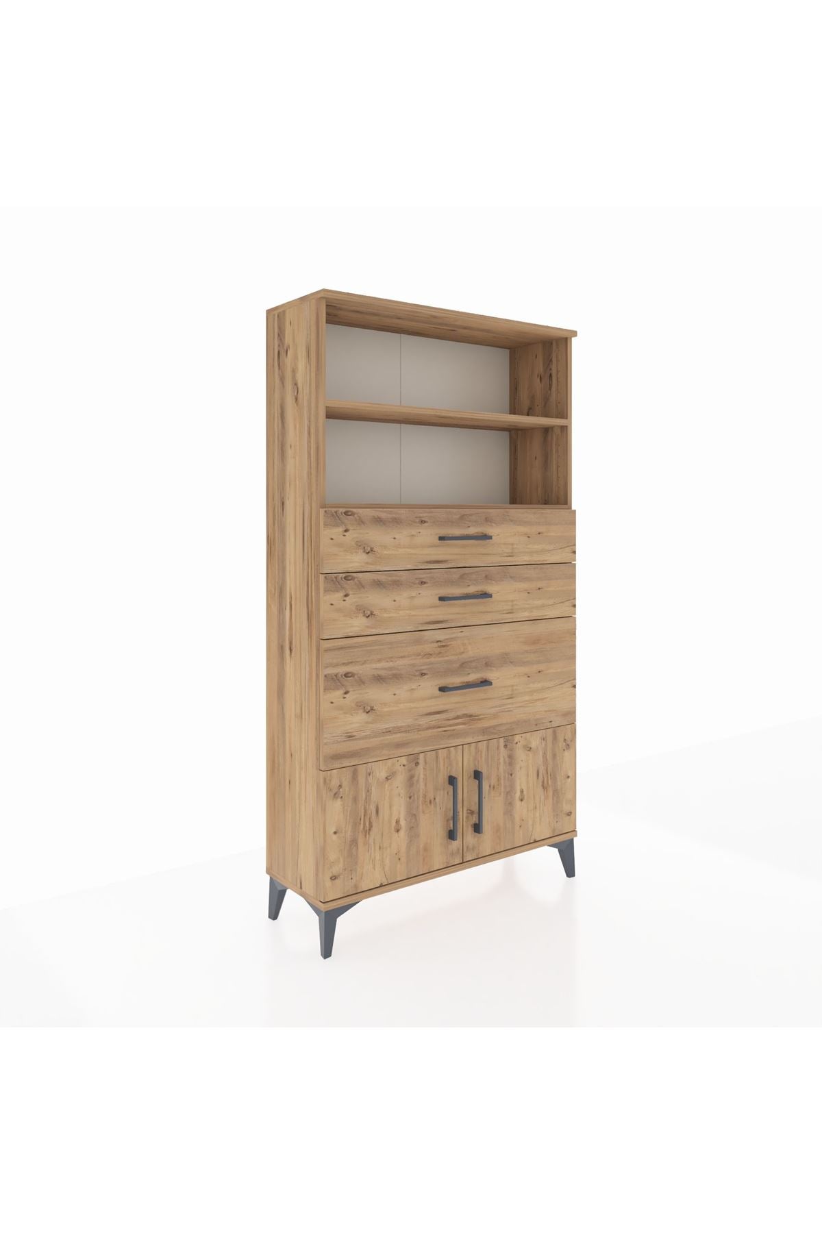 Arges Dolap 2 Raflı 3 Çekmeceli 2 Kapaklı 88x30x163 - S21M128V9A