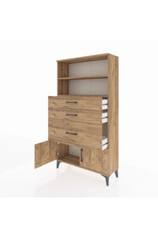 Arges Dolap 2 Raflı 3 Çekmeceli 2 Kapaklı 88x30x163 - S21M128V9A