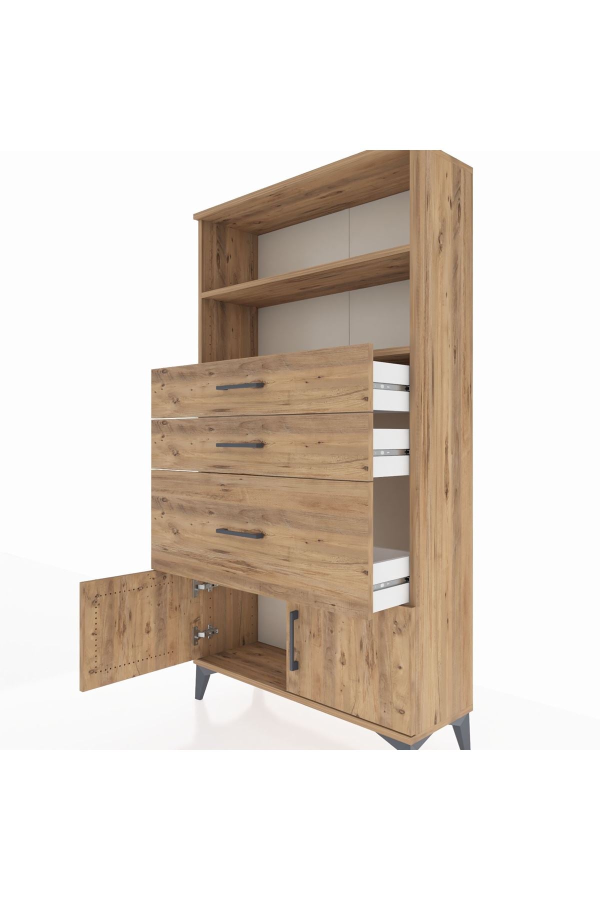 Arges Dolap 2 Raflı 3 Çekmeceli 2 Kapaklı 88x30x163 - S21M128V9A