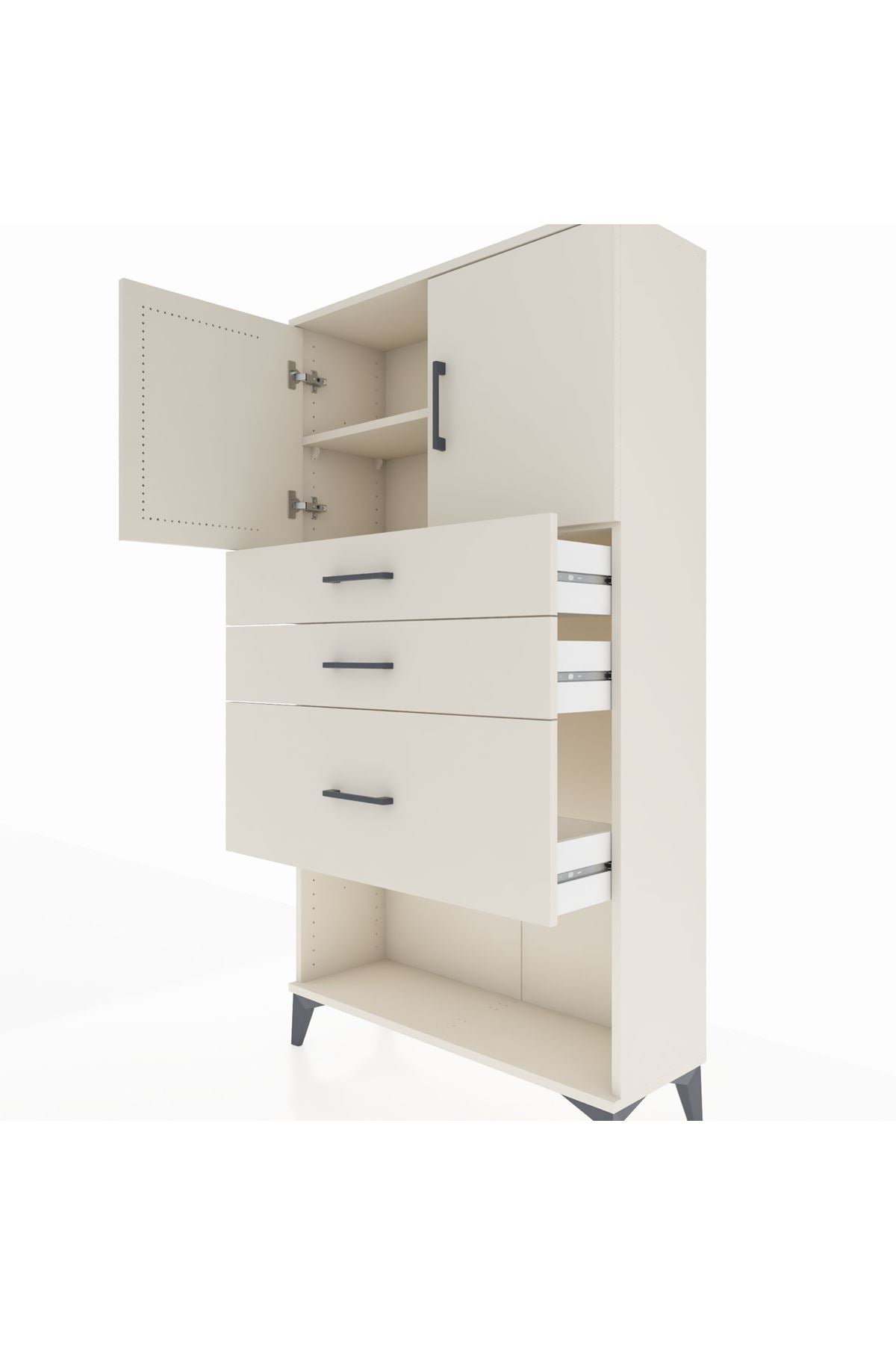 Arges Dolap 2 Raflı 3 Çekmeceli 2 Kapaklı 88x30x163 - S21M129V1A