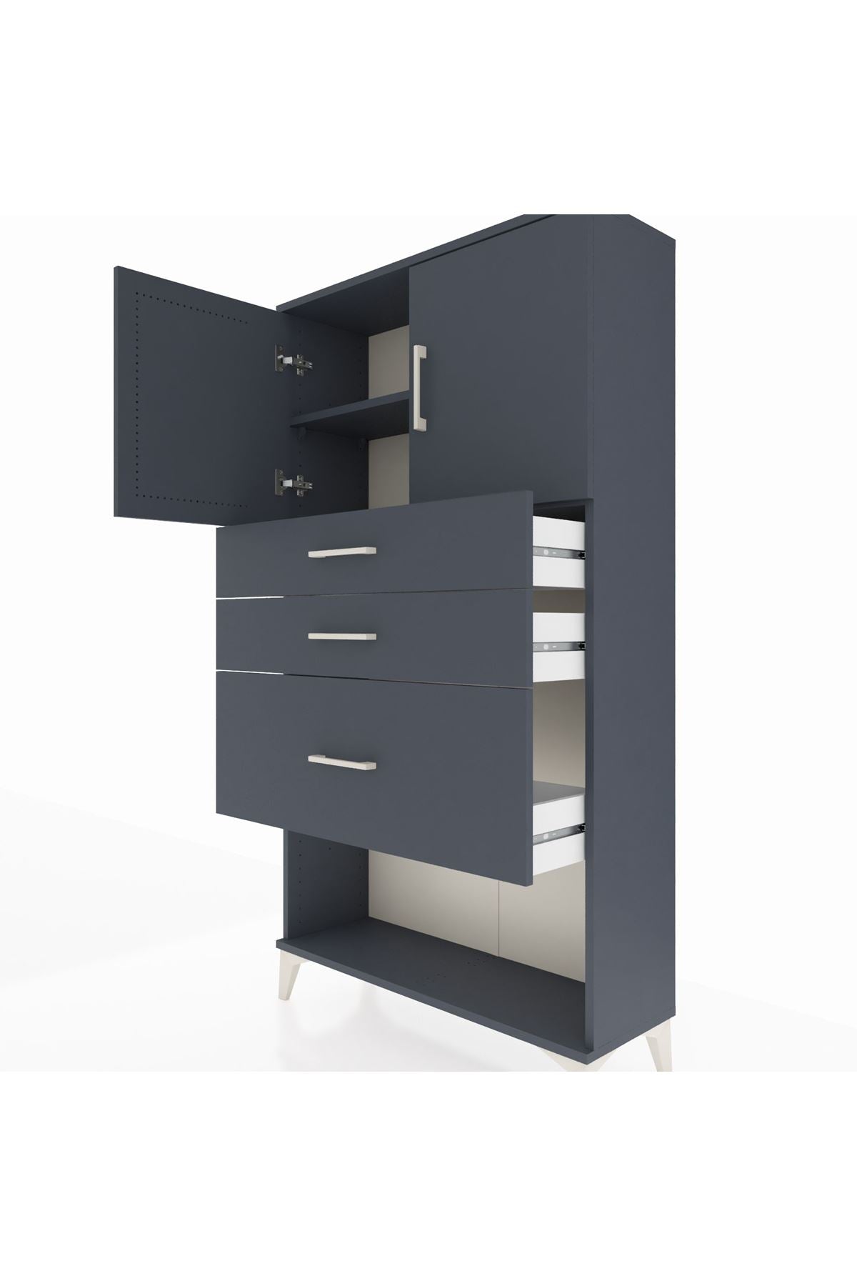 Arges Dolap 2 Raflı 3 Çekmeceli 2 Kapaklı 88x30x163 - S21M129V5A