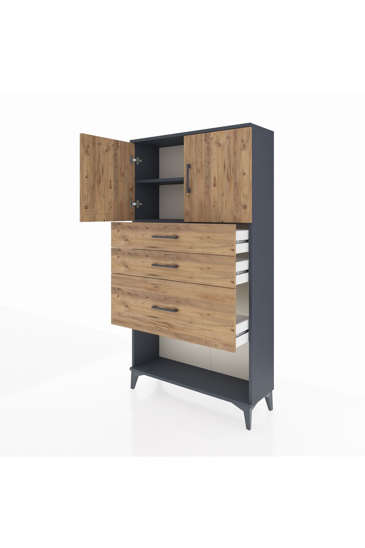 Arges Dolap 2 Raflı 3 Çekmeceli 2 Kapaklı 88x30x163 - S21M129V6A