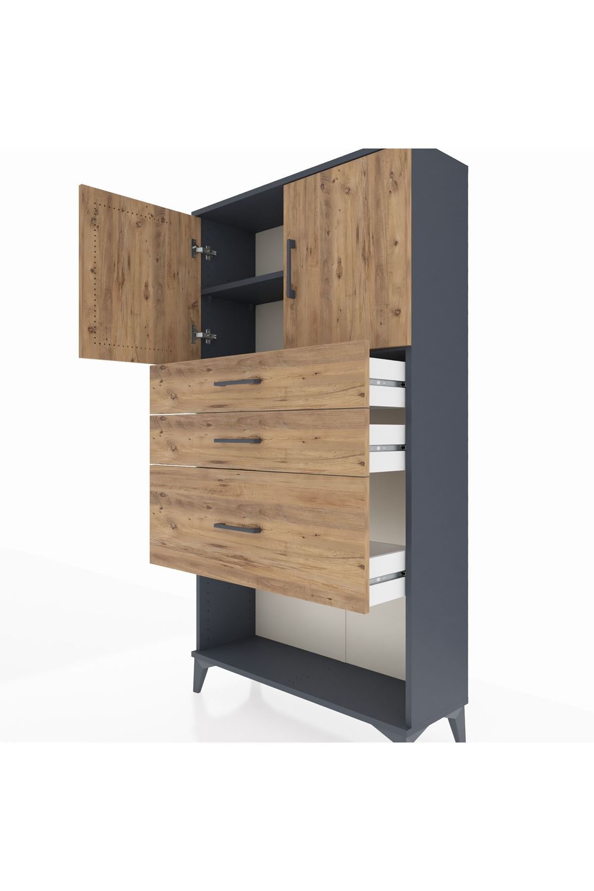 Arges Dolap 2 Raflı 3 Çekmeceli 2 Kapaklı 88x30x163 - S21M129V6A