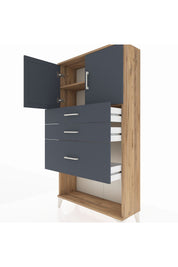 Arges Dolap 2 Raflı 3 Çekmeceli 2 Kapaklı 88x30x163 - S21M129V8A