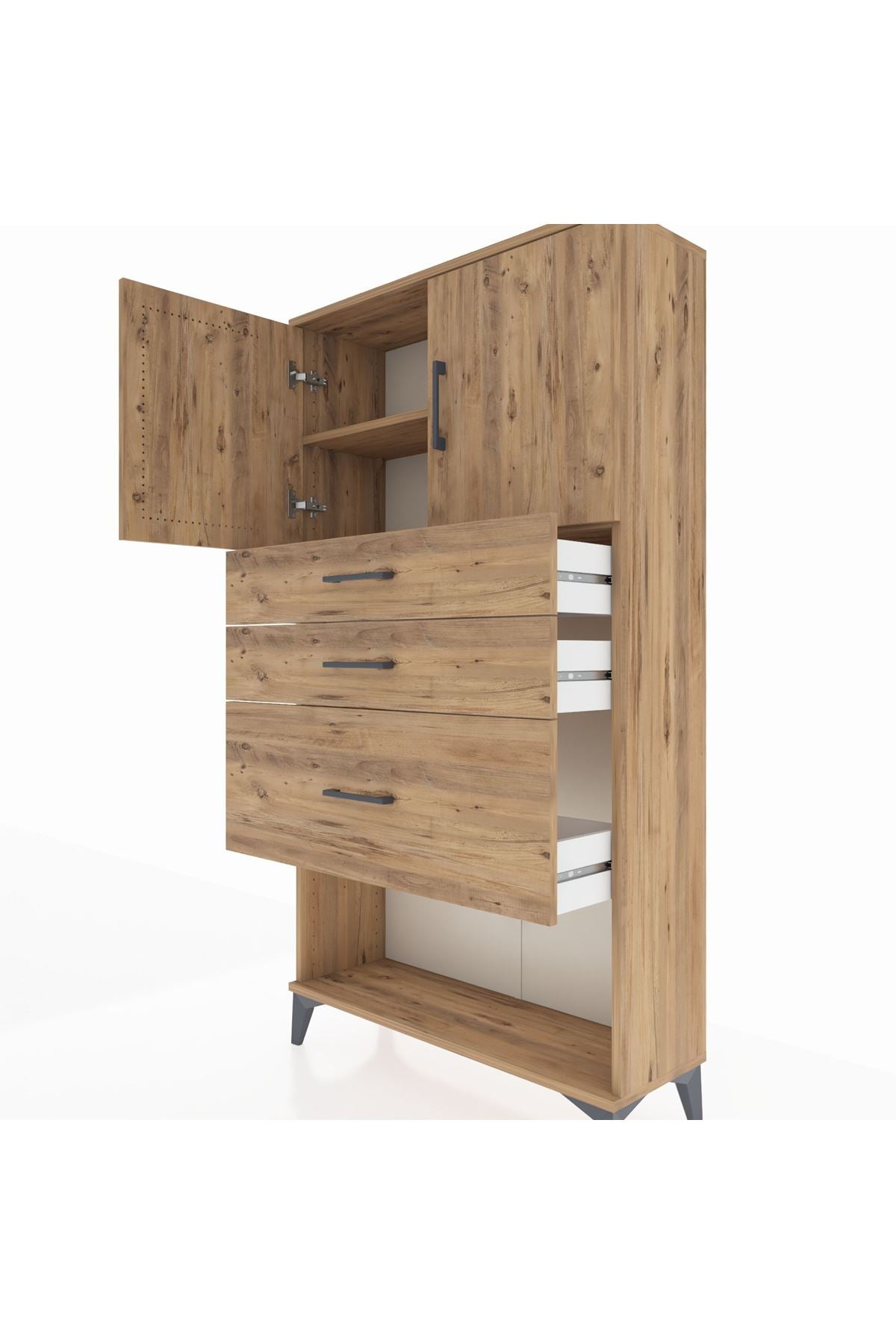 Arges Dolap 2 Raflı 3 Çekmeceli 2 Kapaklı 88x30x163 - S21M129V9A