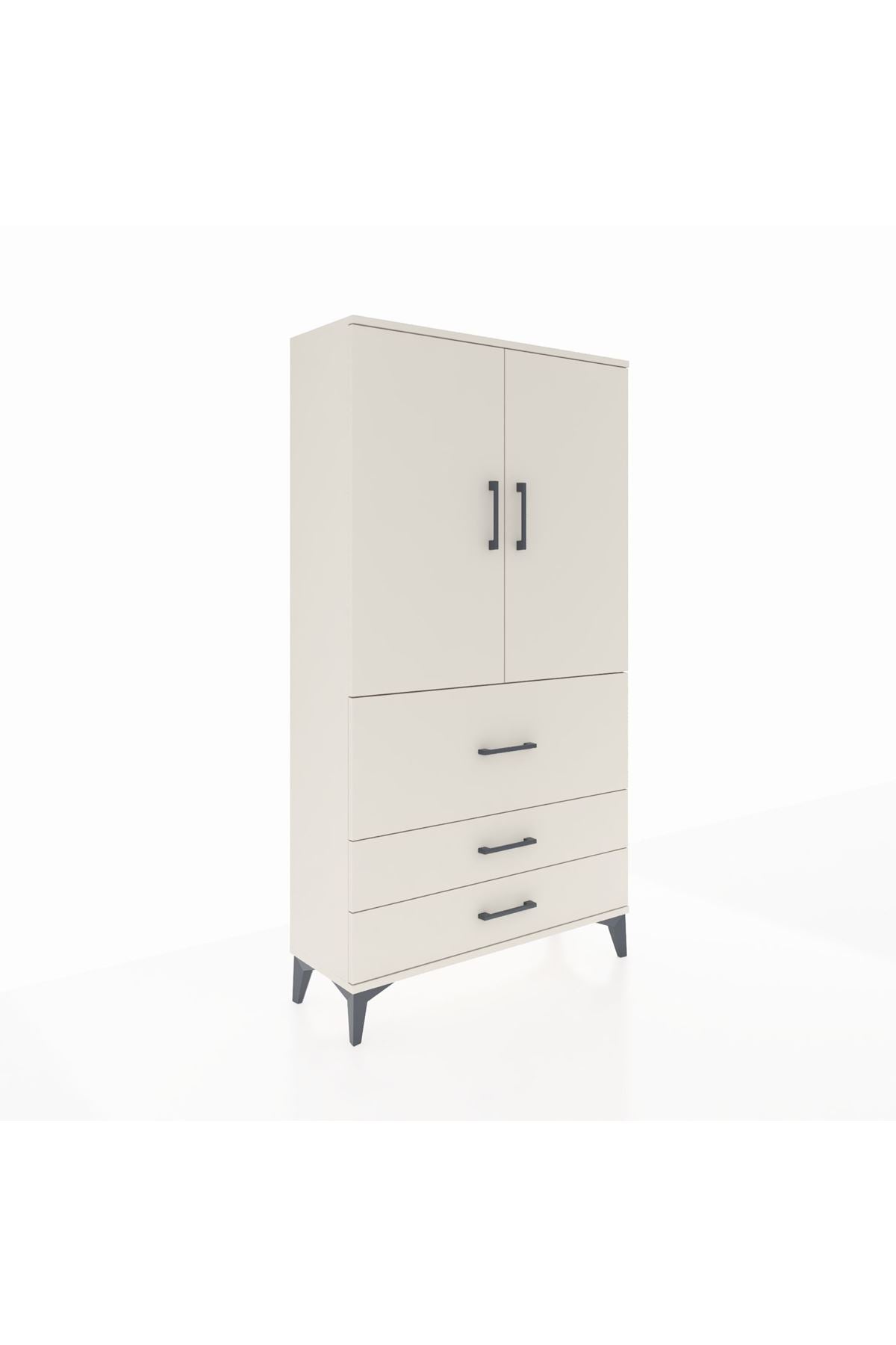 Arges Dolap 3 Raflı 3 Çekmeceli 2 Kapaklı 88x30x163 - S21M131V1A