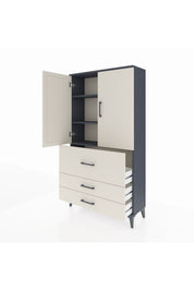 Arges Dolap 3 Raflı 3 Çekmeceli 2 Kapaklı 88x30x163 - S21M131V4A