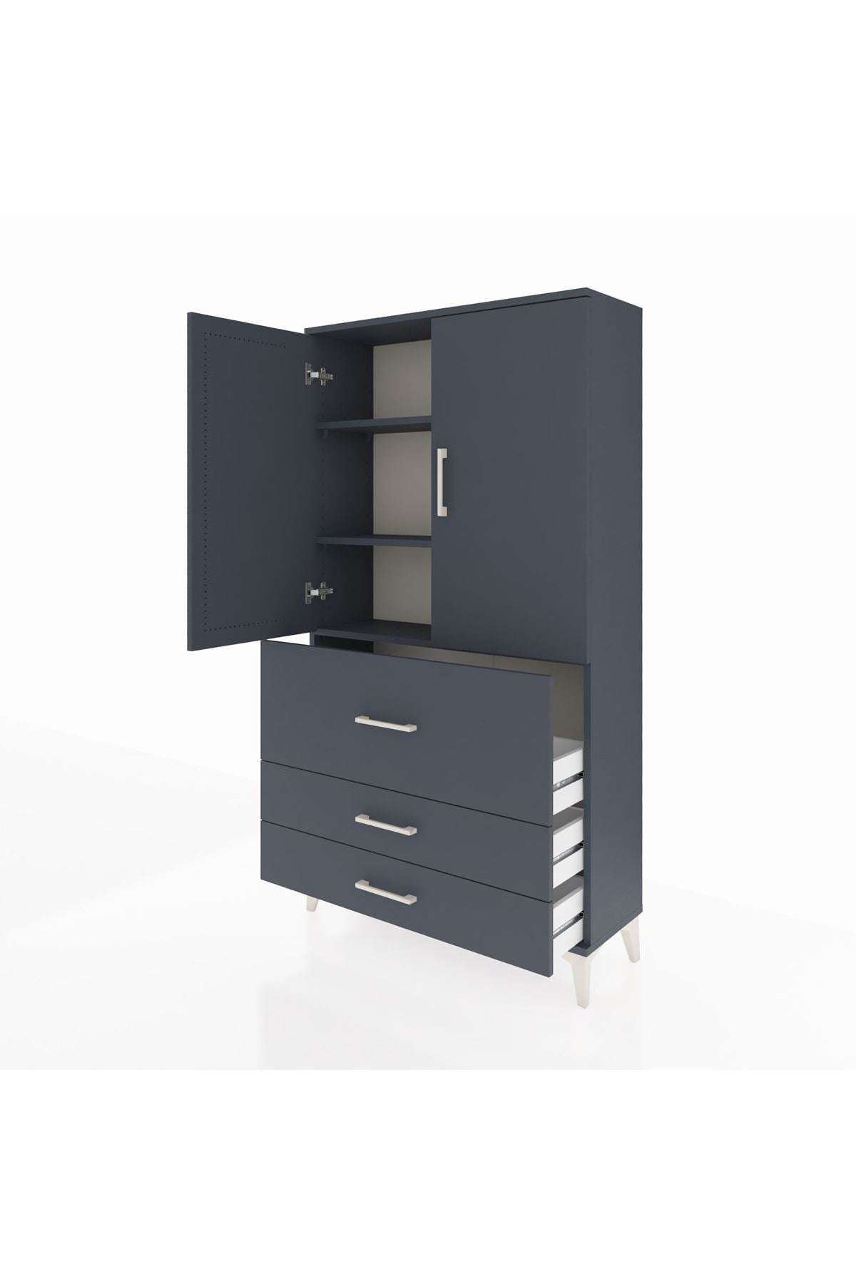 Arges Dolap 3 Raflı 3 Çekmeceli 2 Kapaklı 88x30x163 - S21M131V5A