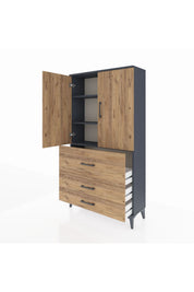 Arges Dolap 3 Raflı 3 Çekmeceli 2 Kapaklı 88x30x163 - S21M131V6A