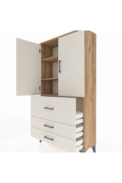 Arges Dolap 3 Raflı 3 Çekmeceli 2 Kapaklı 88x30x163 - S21M131V7A