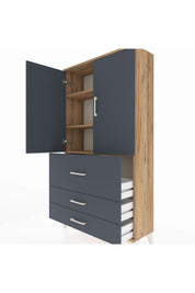 Arges Dolap 3 Raflı 3 Çekmeceli 2 Kapaklı 88x30x163 - S21M131V8A