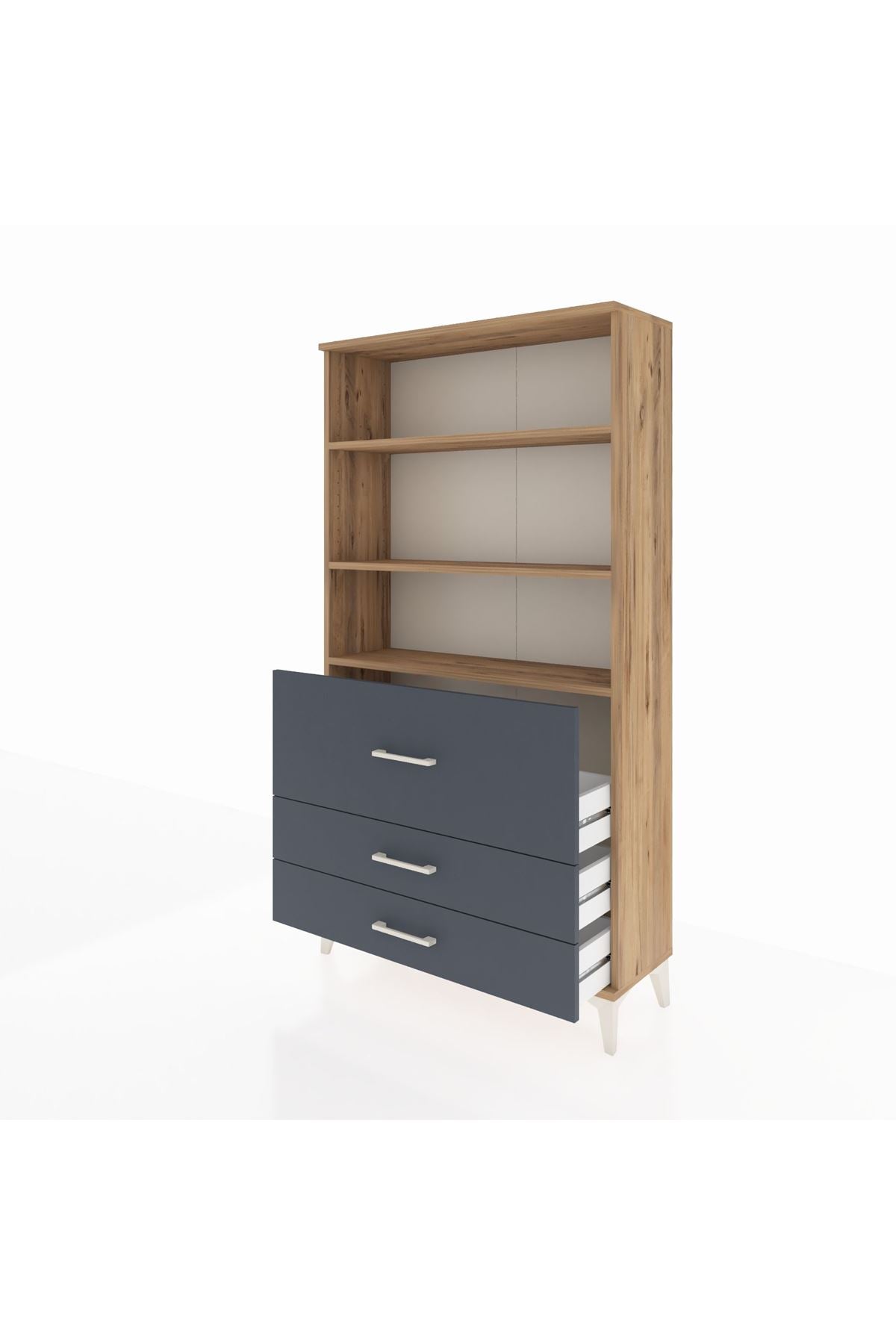 Arges Dolap 3 Raflı 3 Çekmeceli 88x30x163 - S21M132V8A