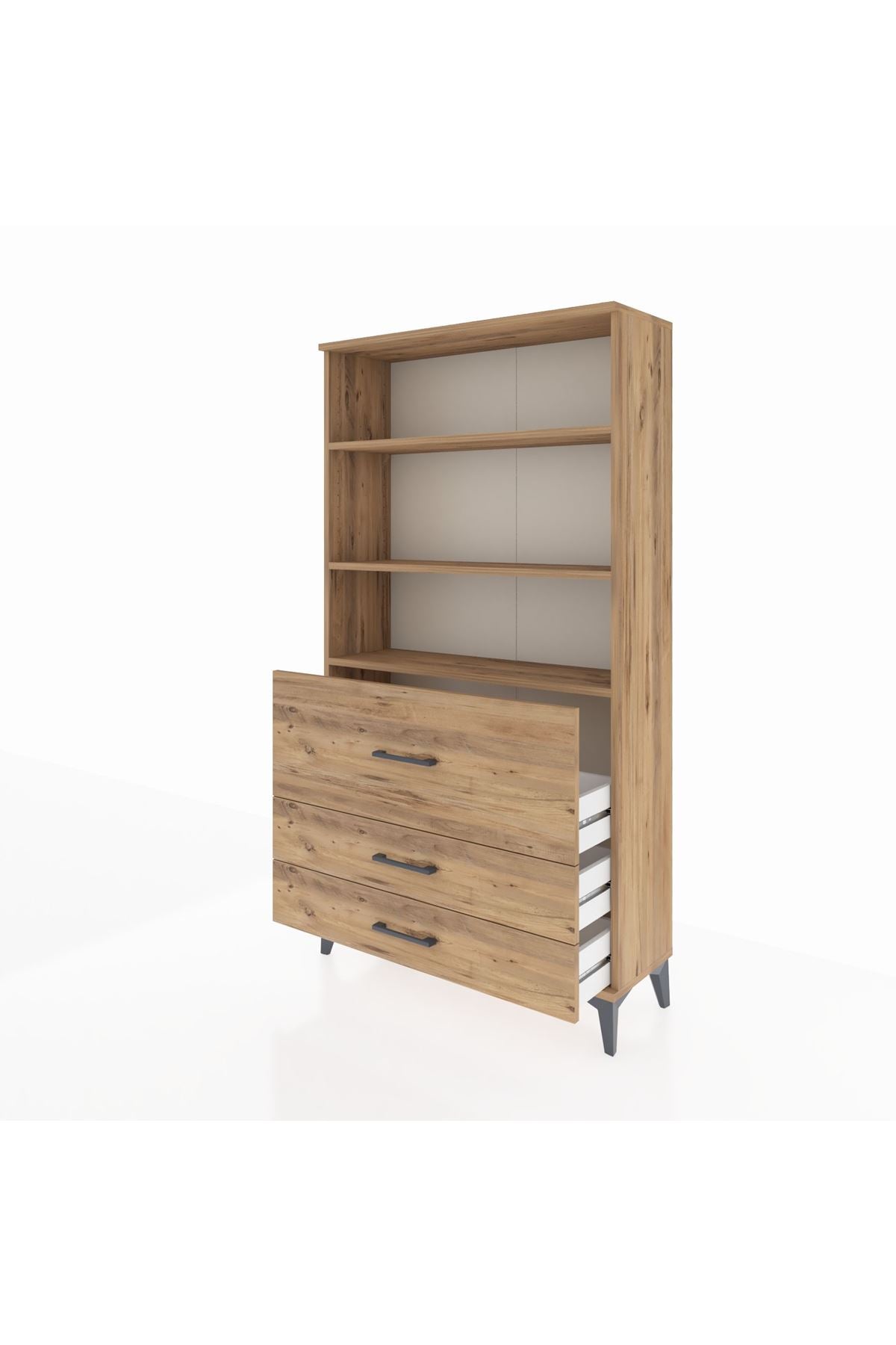 Arges Dolap 3 Raflı 3 Çekmeceli 88x30x163 - S21M132V9A