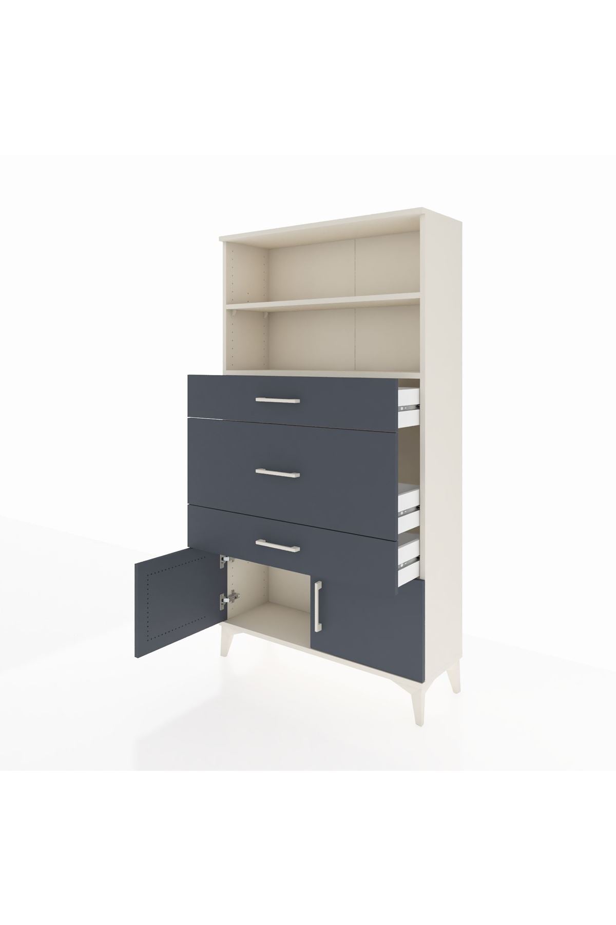 Arges Dolap 2 Raflı 3 Çekmeceli 2 Kapaklı 88x30x163 - S21M134V2A
