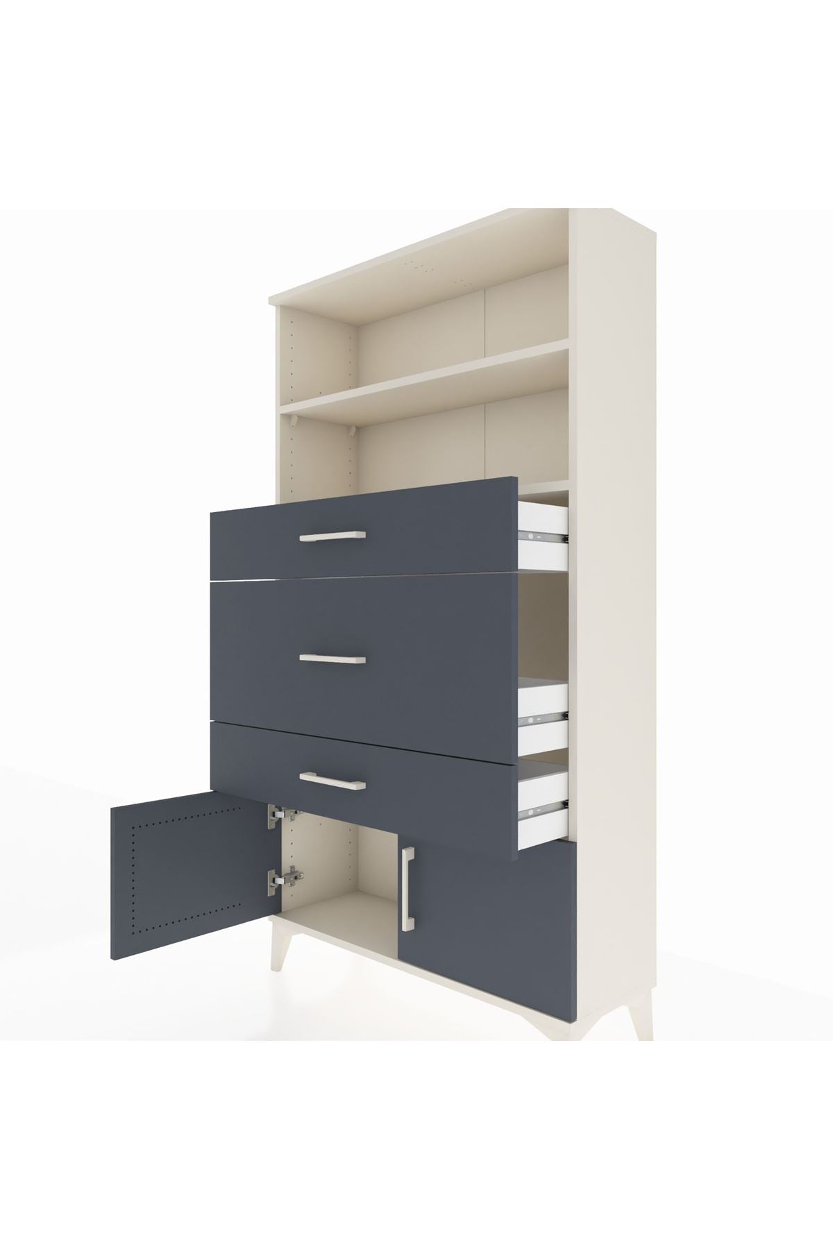 Arges Dolap 2 Raflı 3 Çekmeceli 2 Kapaklı 88x30x163 - S21M134V2A