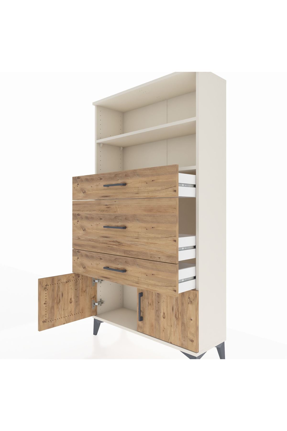 Arges Dolap 2 Raflı 3 Çekmeceli 2 Kapaklı 88x30x163 - S21M134V3A