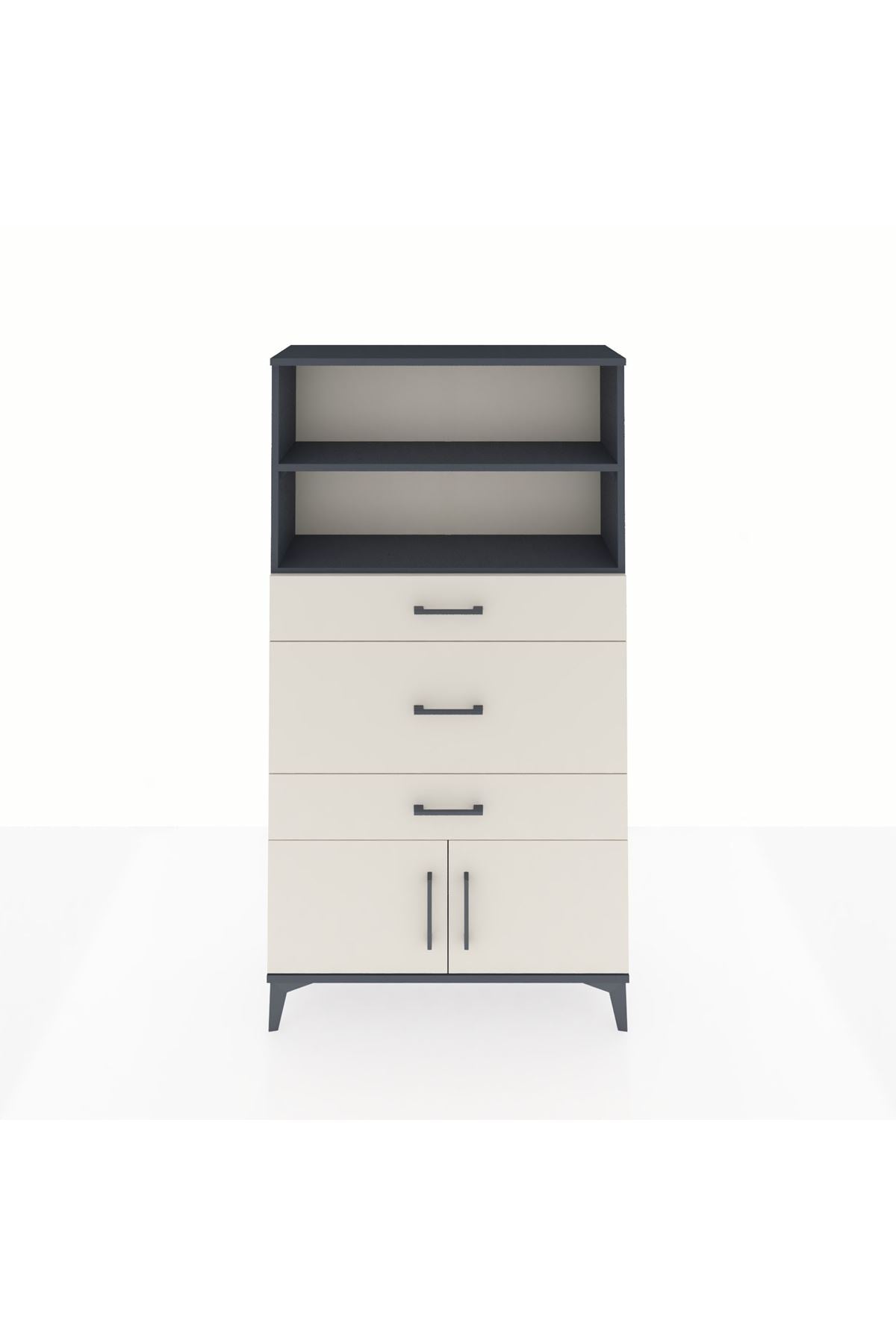 Arges Dolap 2 Raflı 3 Çekmeceli 2 Kapaklı 88x30x163 - S21M134V4A