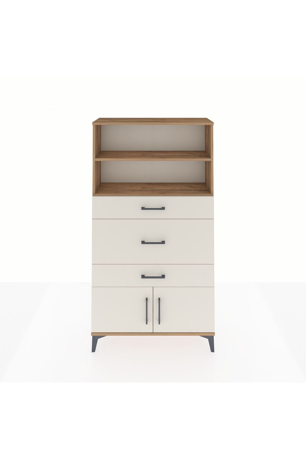 Arges Dolap 2 Raflı 3 Çekmeceli 2 Kapaklı 88x30x163 - S21M134V7A