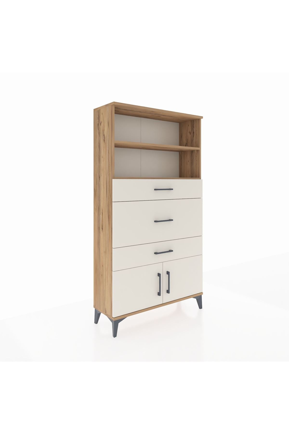 Arges Dolap 2 Raflı 3 Çekmeceli 2 Kapaklı 88x30x163 - S21M134V7A