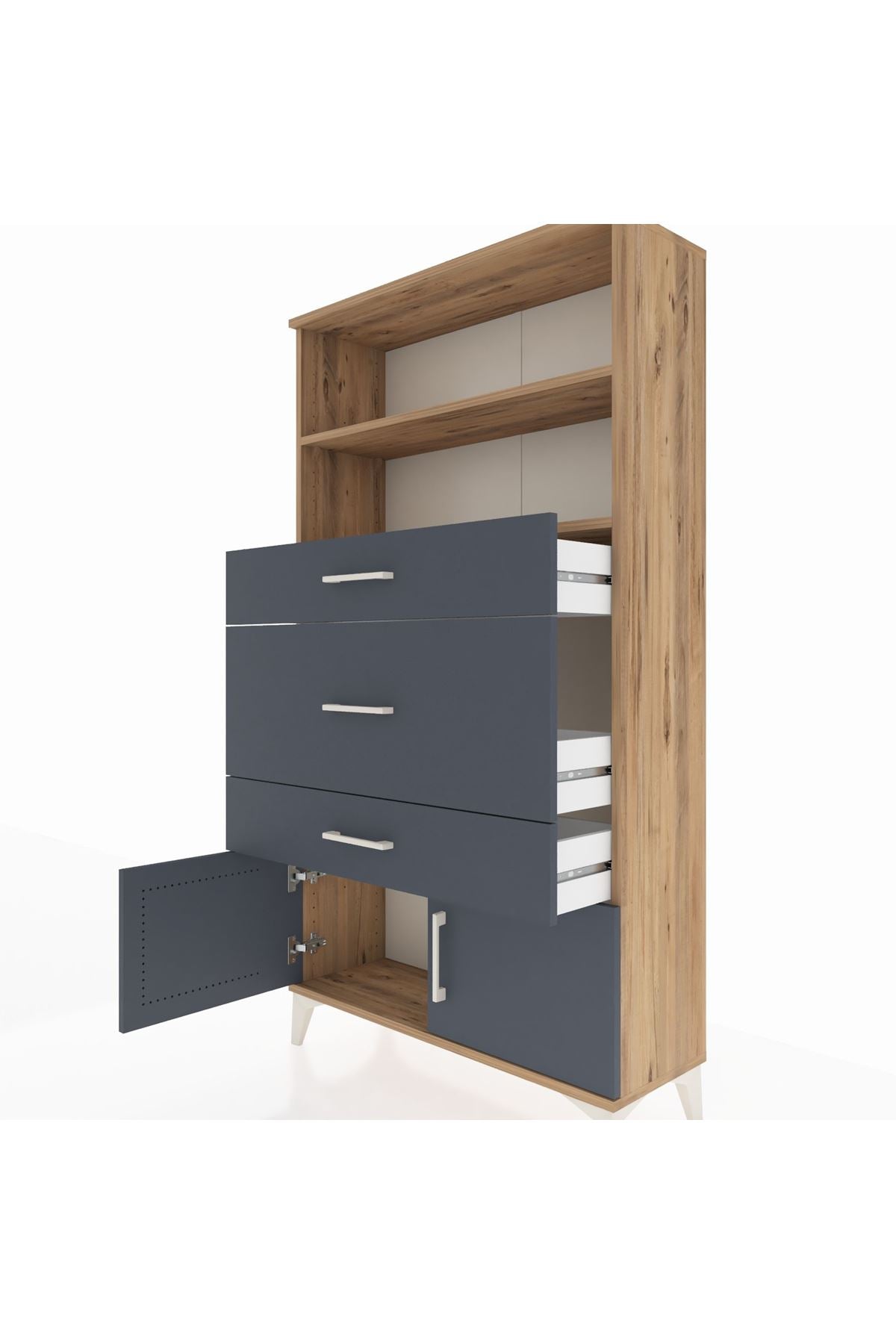 Arges Dolap 2 Raflı 3 Çekmeceli 2 Kapaklı 88x30x163 - S21M134V8A