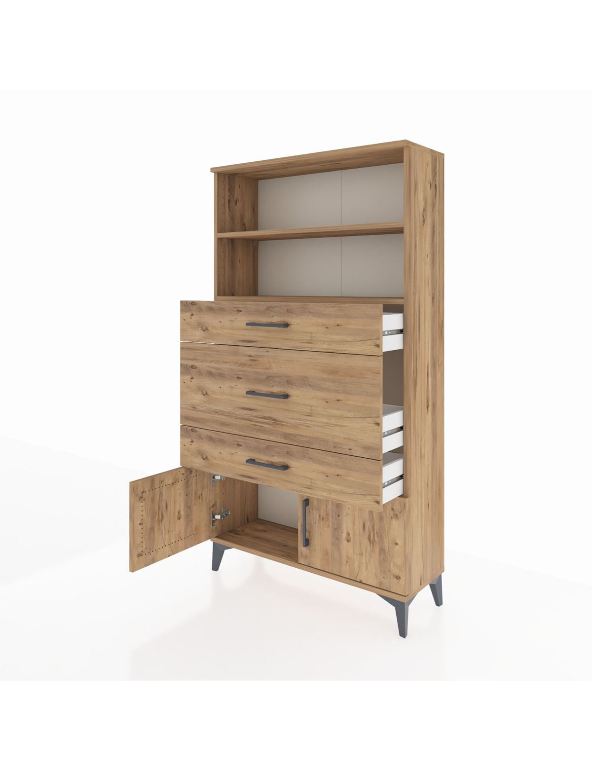 Arges Dolap 2 Raflı 3 Çekmeceli 2 Kapaklı 88x30x163 - S21M134V9A