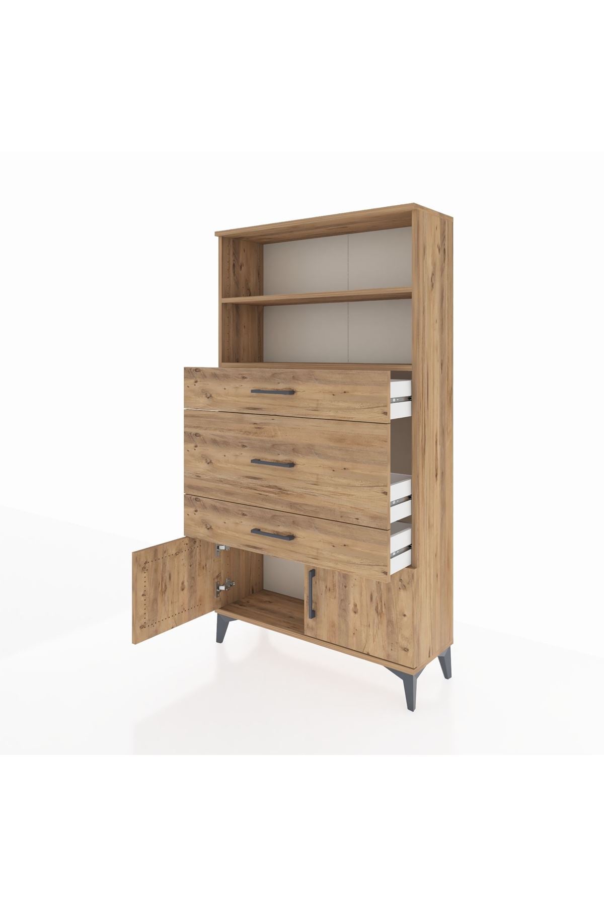 Arges Dolap 2 Raflı 3 Çekmeceli 2 Kapaklı 88x30x163 - S21M134V9A