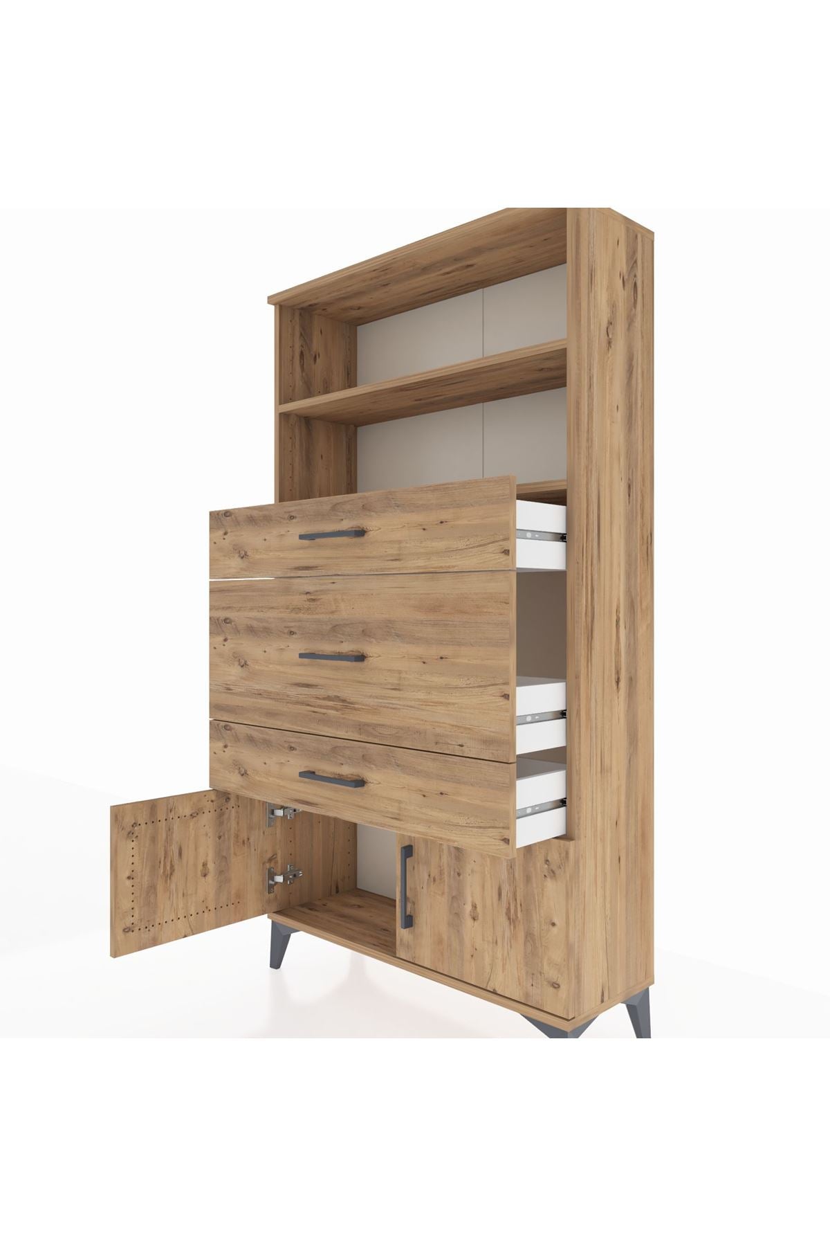 Arges Dolap 2 Raflı 3 Çekmeceli 2 Kapaklı 88x30x163 - S21M134V9A