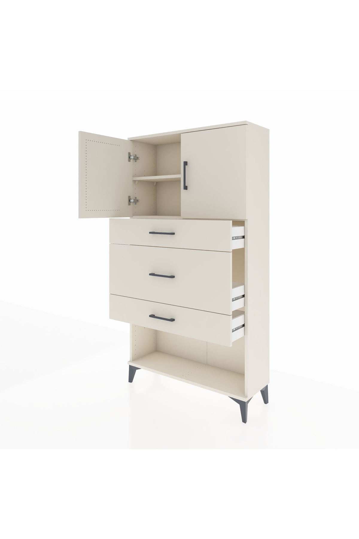 Arges Dolap 2 Raflı 3 Çekmeceli 2 Kapaklı 88x30x163 - S21M135V1A